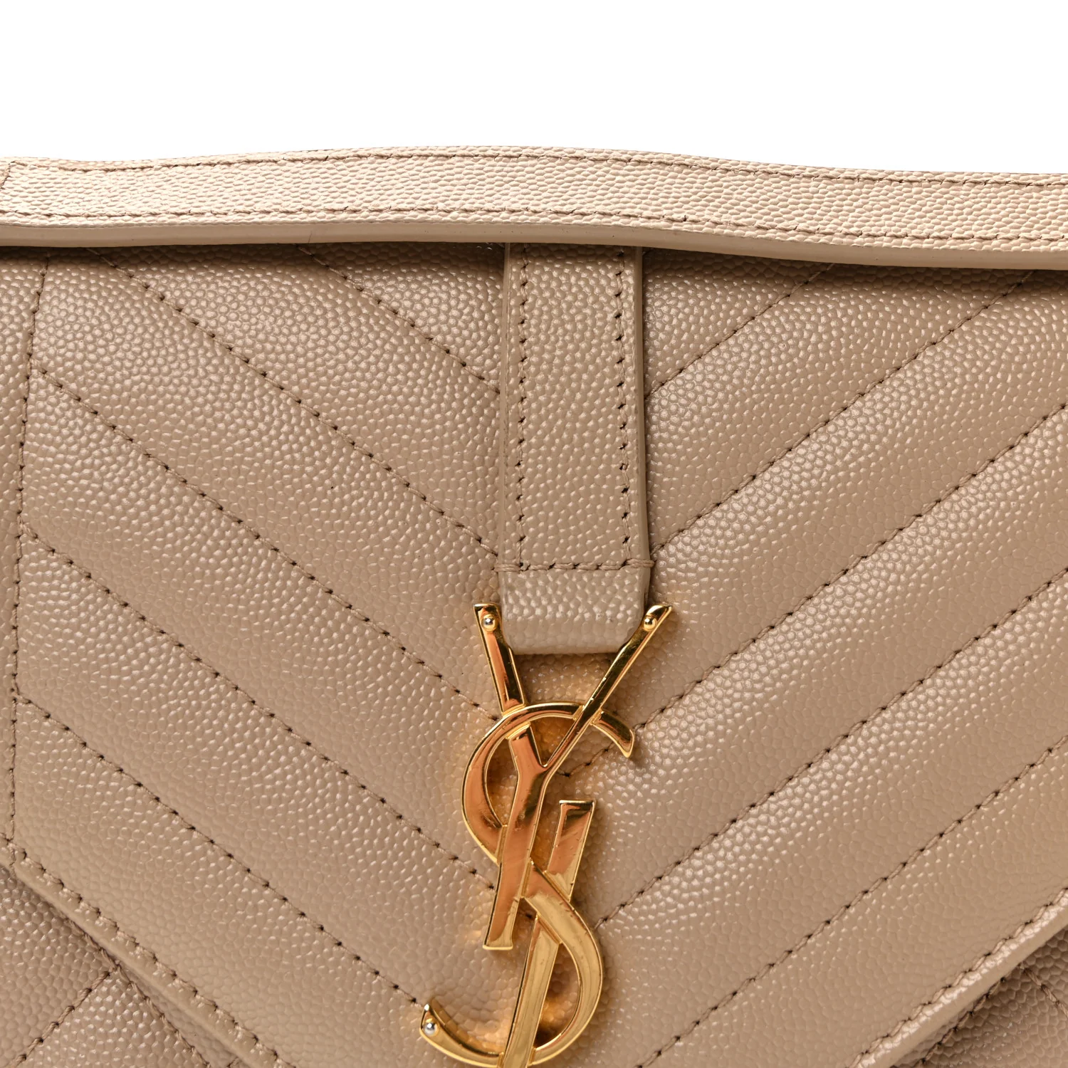 Grain De Poudre Textured Mixed Matelasse Medium Triquilt Monogram Satchel Dark Beige - Image 7