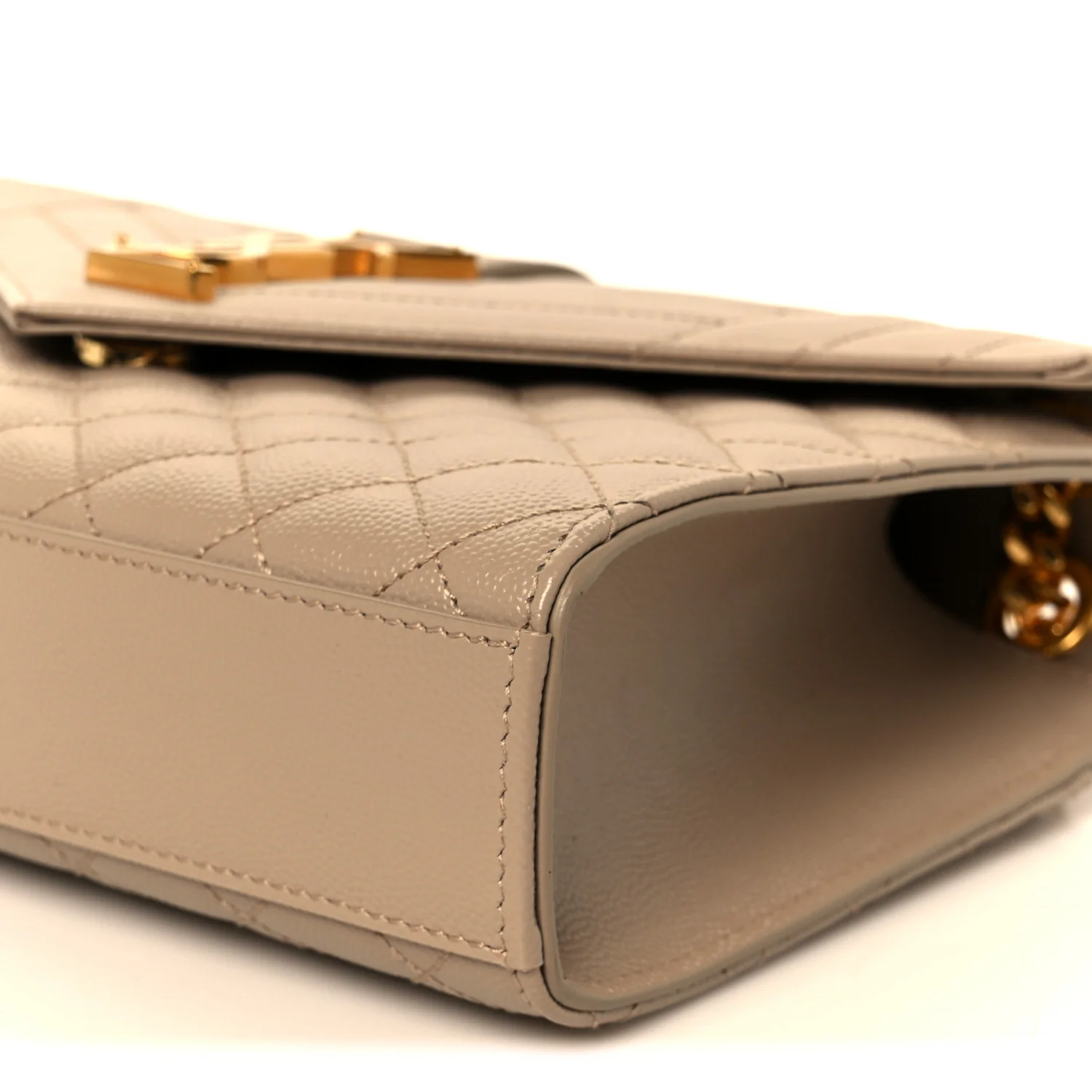 Grain De Poudre Textured Mixed Matelasse Medium Triquilt Monogram Satchel Dark Latte - Image 11