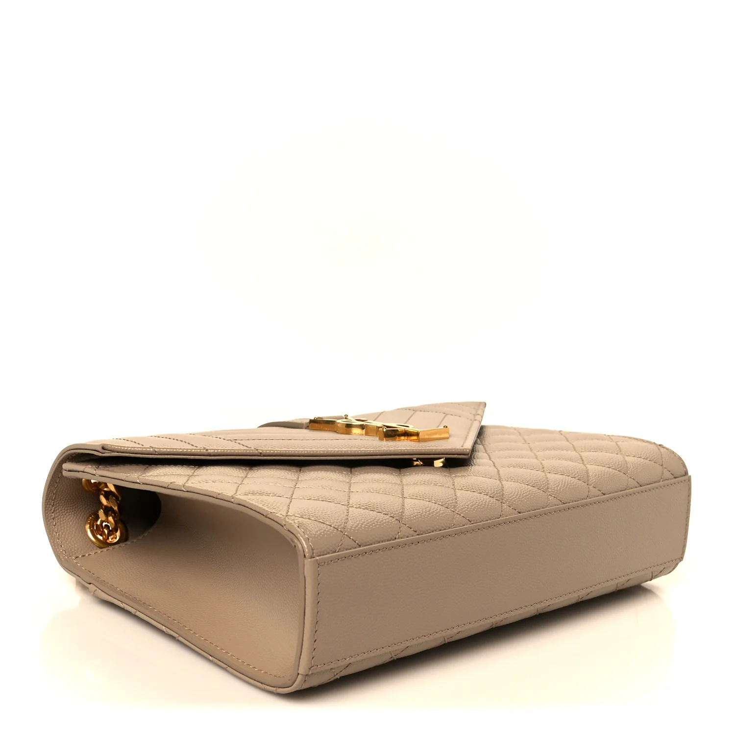 Grain De Poudre Textured Mixed Matelasse Medium Triquilt Monogram Satchel Dark Latte - Image 4
