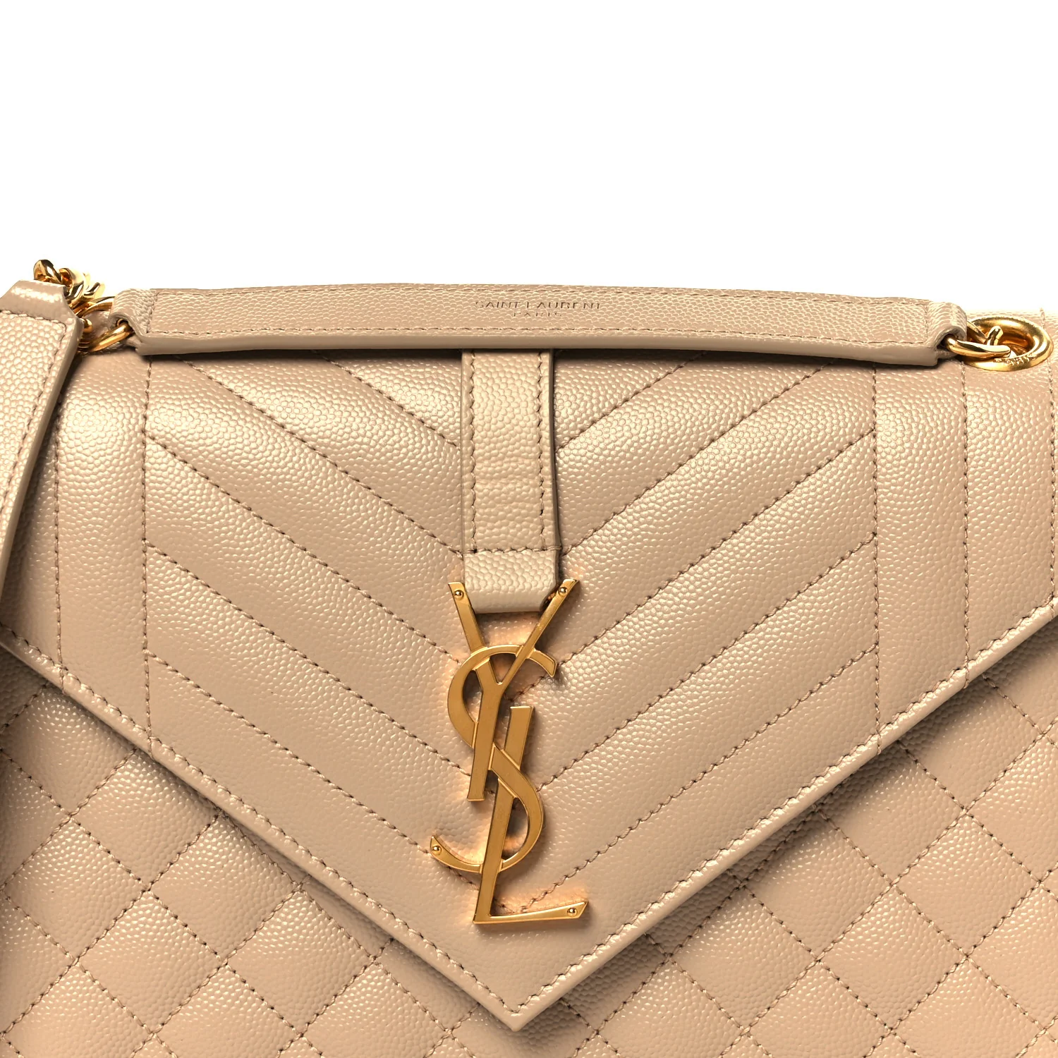 Grain De Poudre Textured Mixed Matelasse Medium Triquilt Monogram Satchel Dark Latte - Image 9