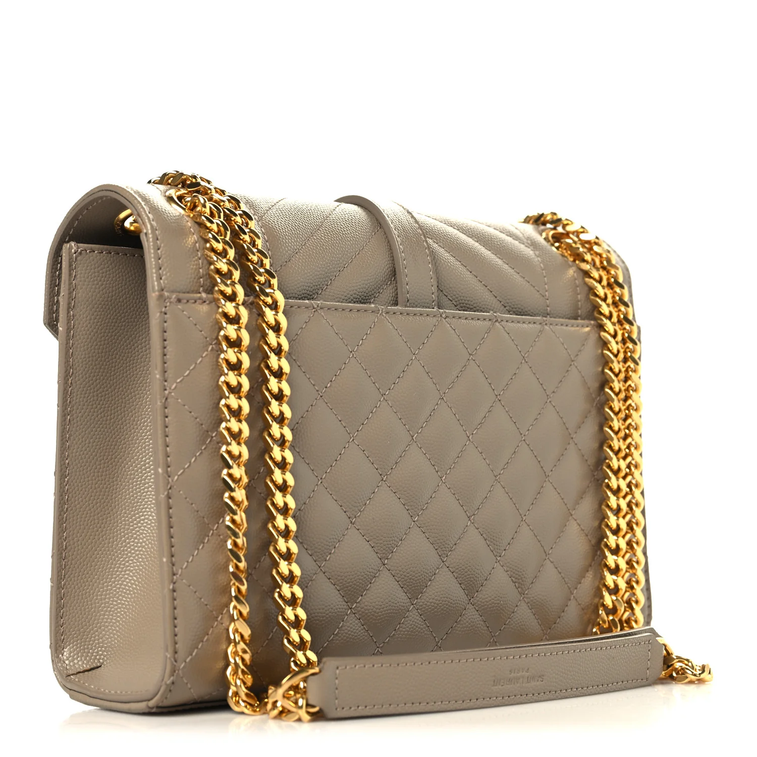 Grain De Poudre Textured Mixed Matelasse Medium Triquilt Monogram Satchel Dusty Grey - Image 3
