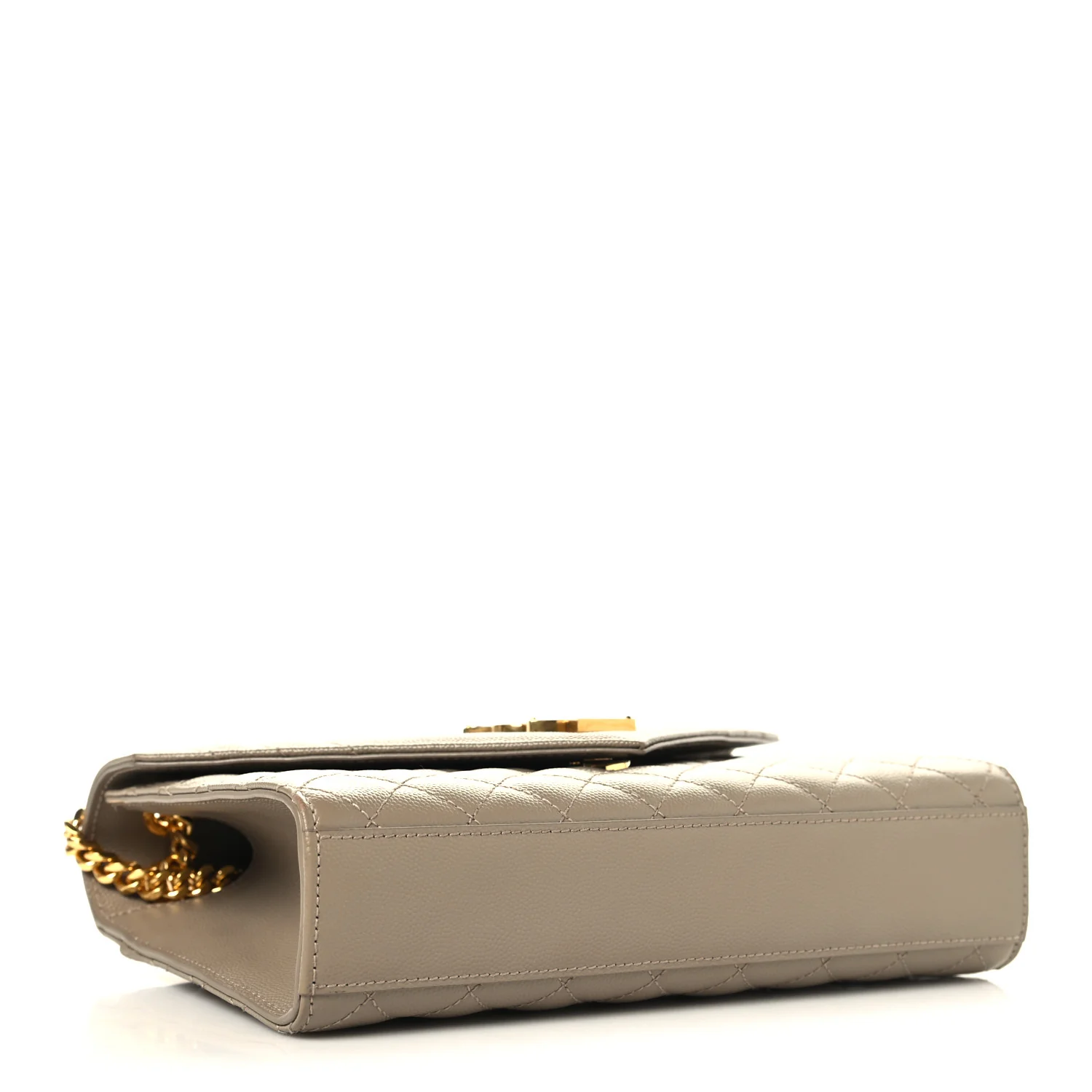 Grain De Poudre Textured Mixed Matelasse Medium Triquilt Monogram Satchel Dusty Grey - Image 4