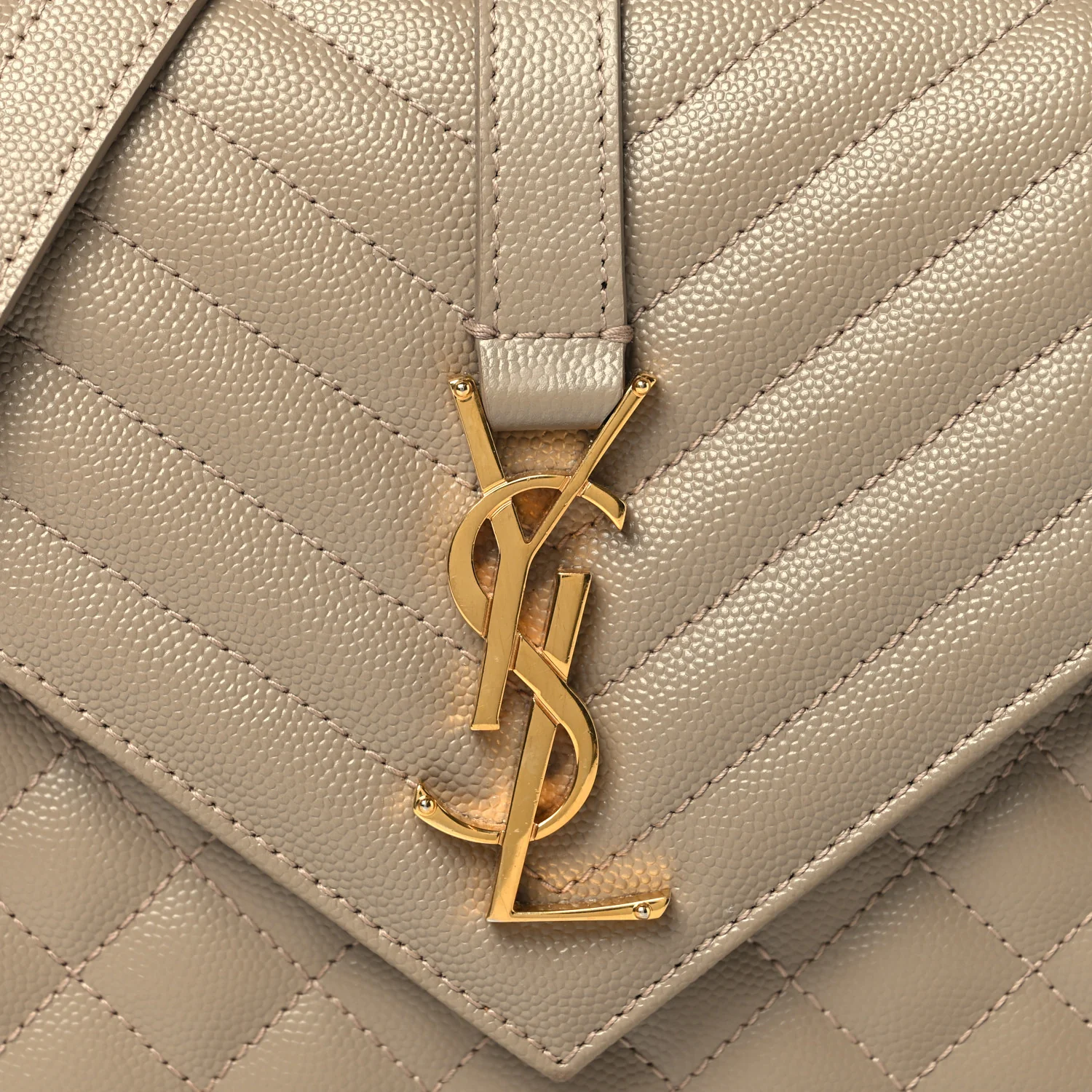 Grain De Poudre Textured Mixed Matelasse Medium Triquilt Monogram Satchel Dusty Grey - Image 7