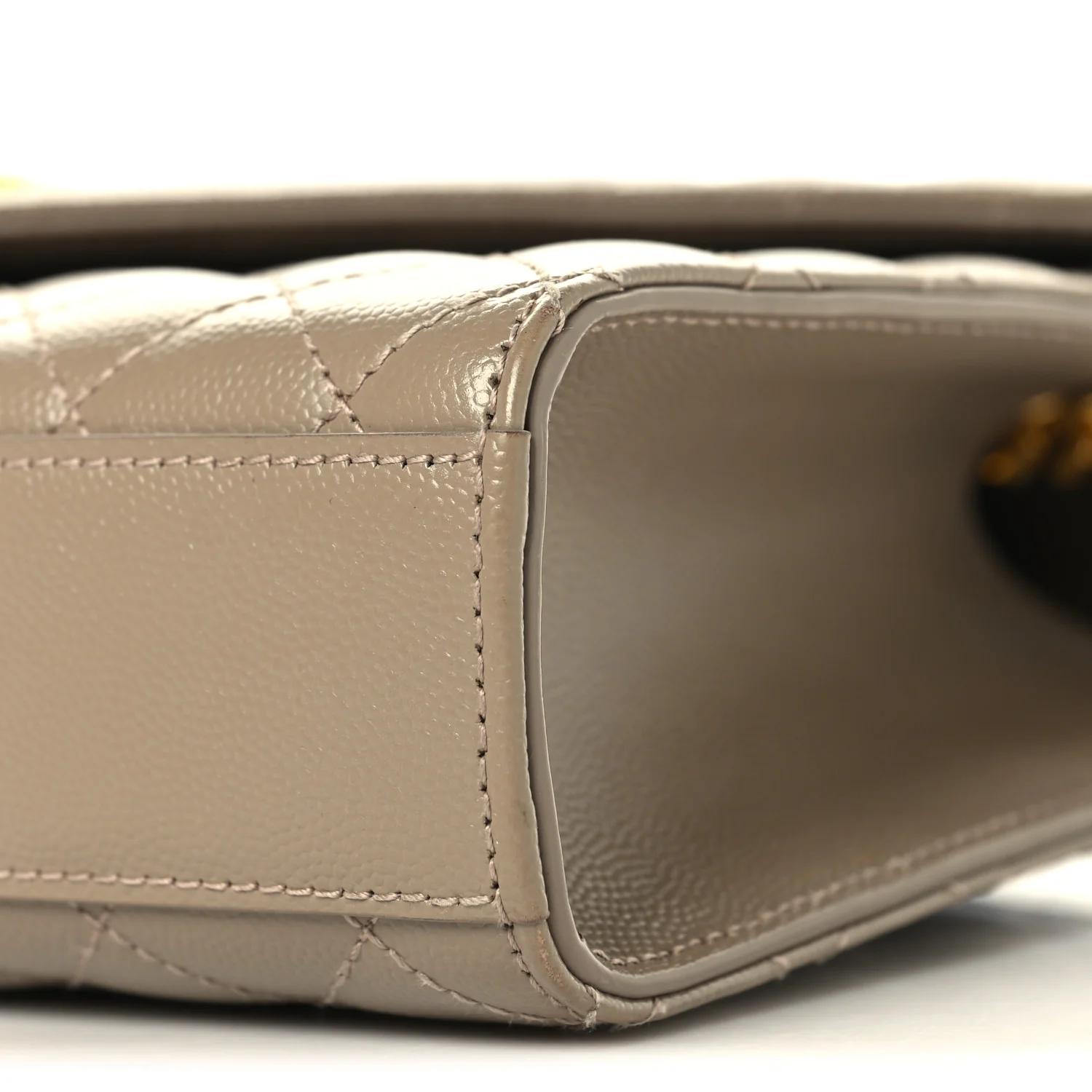 Grain De Poudre Textured Mixed Matelasse Medium Triquilt Monogram Satchel Dusty Grey - Image 9
