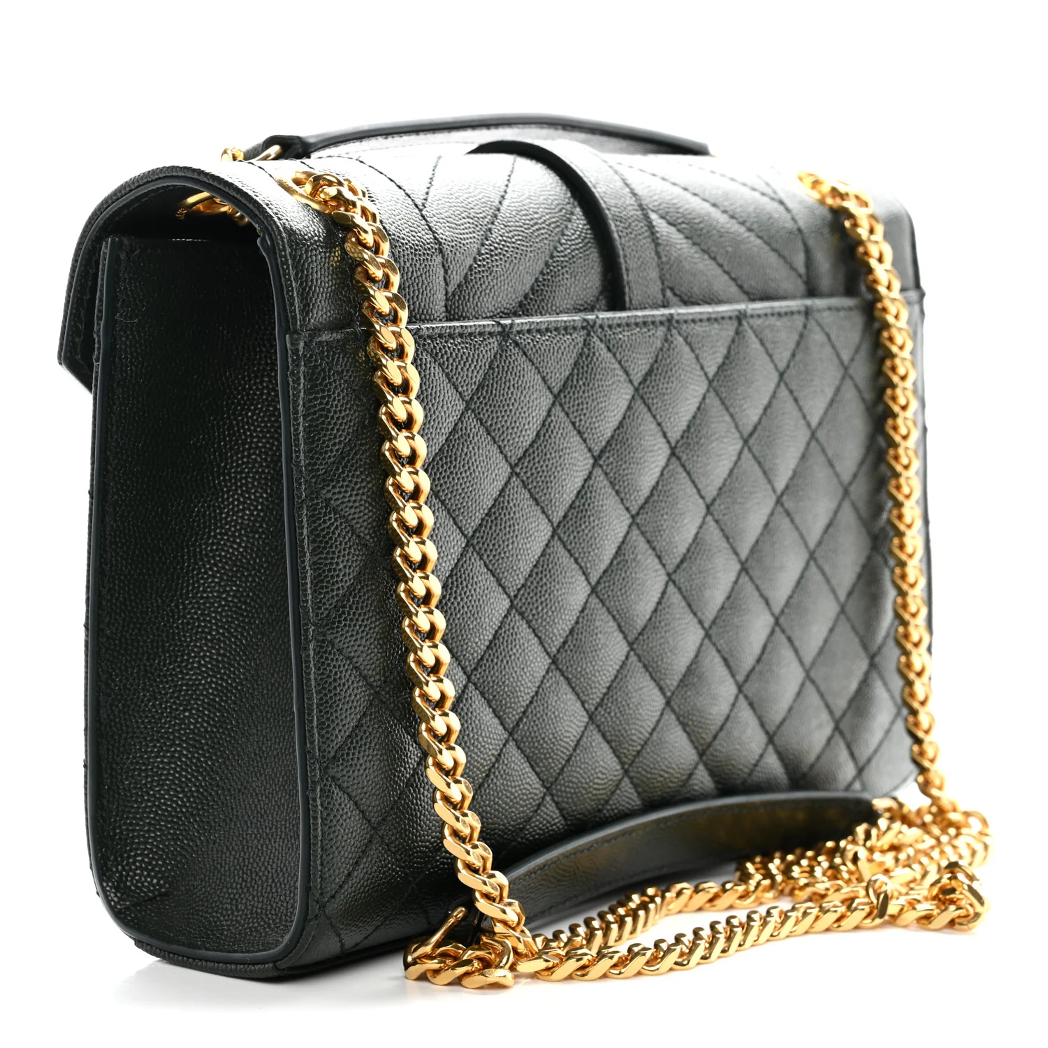 Grain De Poudre Textured Mixed Matelasse Medium Triquilt Monogram Satchel Vert Fonce - Image 4