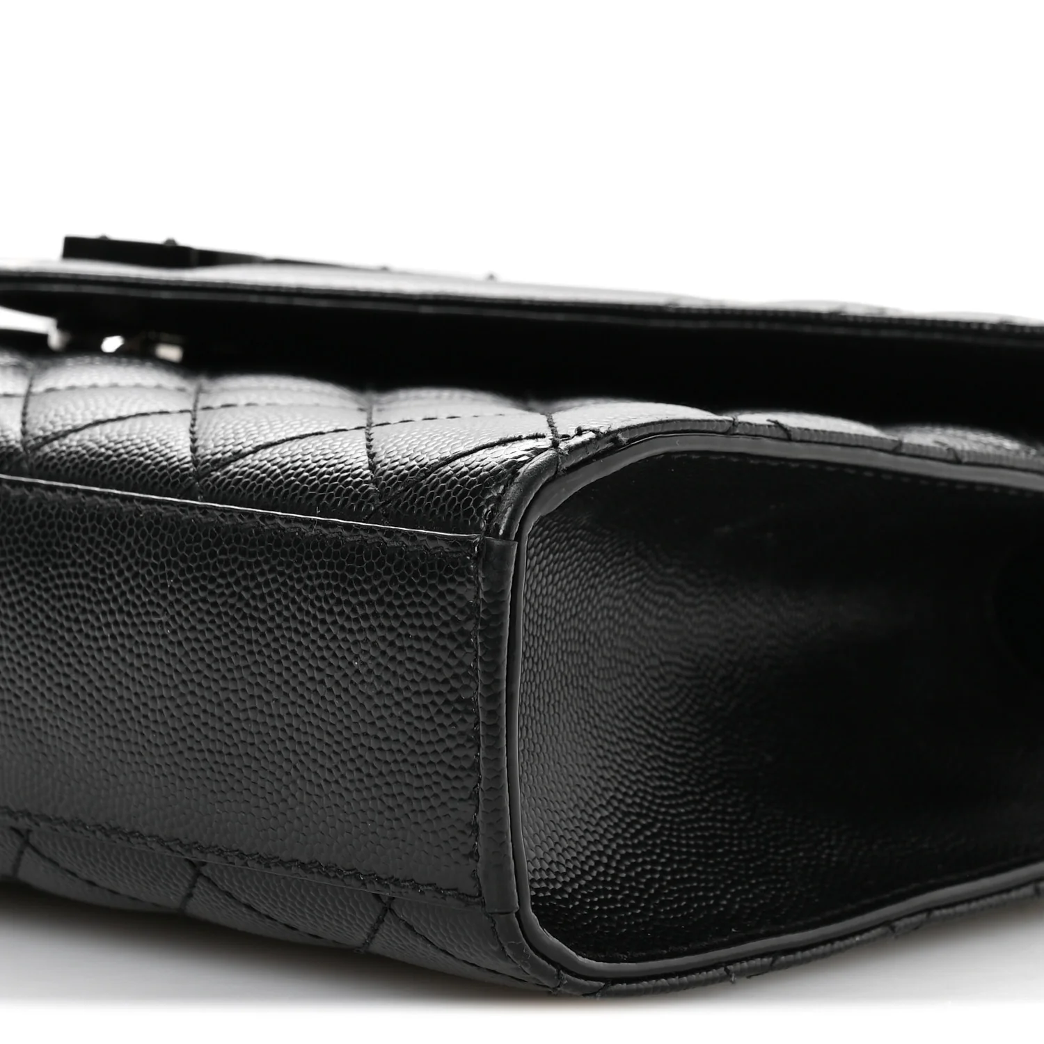 Grain De Poudre Textured Mixed Matelasse Triquilt Medium Monogram Monochrome Satchel Black - Image 10
