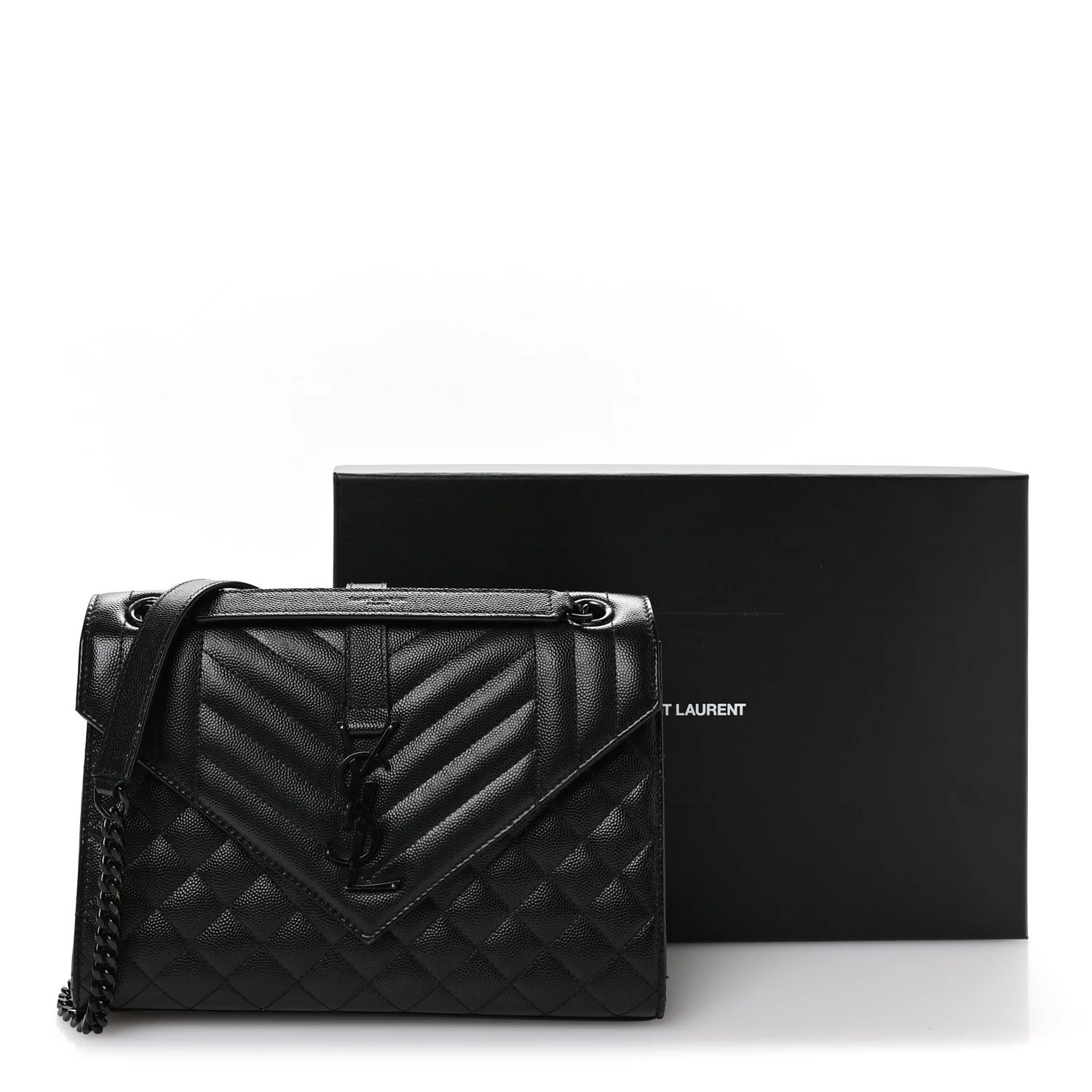 Grain De Poudre Textured Mixed Matelasse Triquilt Medium Monogram Monochrome Satchel Black - Image 11
