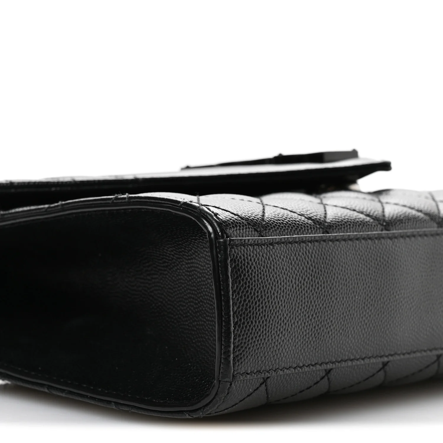Grain De Poudre Textured Mixed Matelasse Triquilt Medium Monogram Monochrome Satchel Black - Image 9