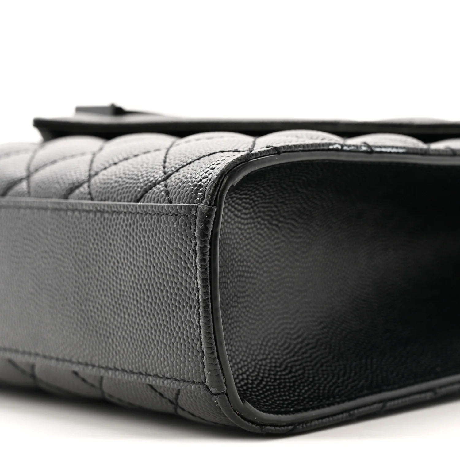 Grain De Poudre Textured Mixed Matelasse Triquilt Medium Monogram Monochrome Satchel Black - Image 10