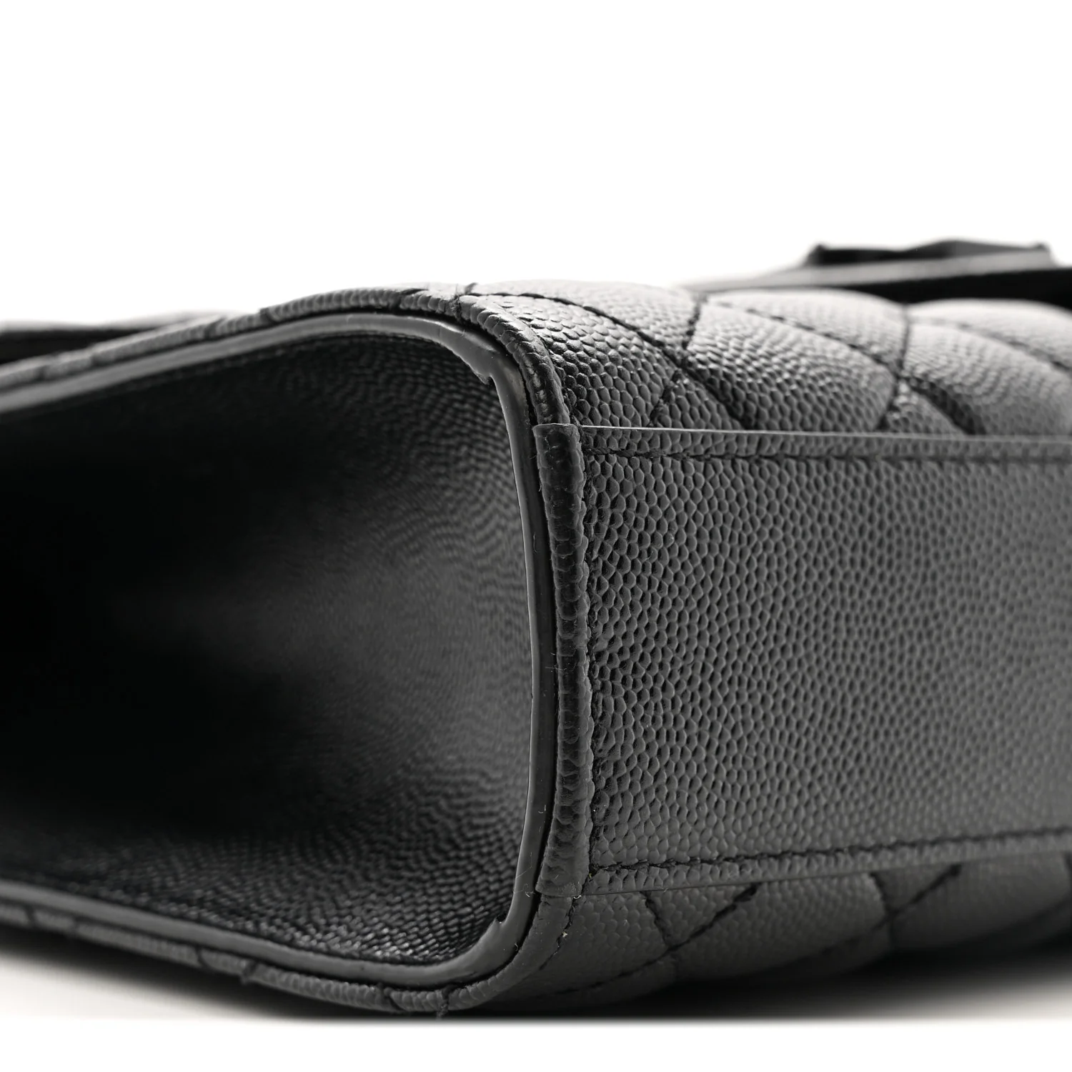 Grain De Poudre Textured Mixed Matelasse Triquilt Medium Monogram Monochrome Satchel Black - Image 9