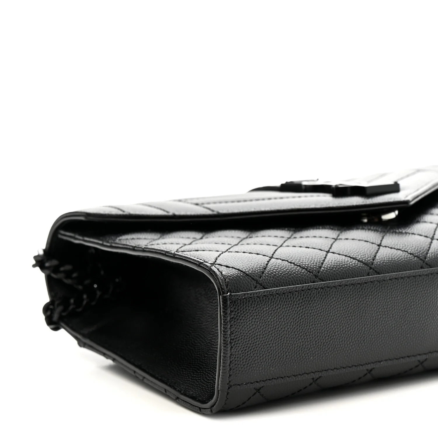 Grain De Poudre Textured Mixed Matelasse Triquilt Medium Monogram Monochrome Satchel Black - Image 17
