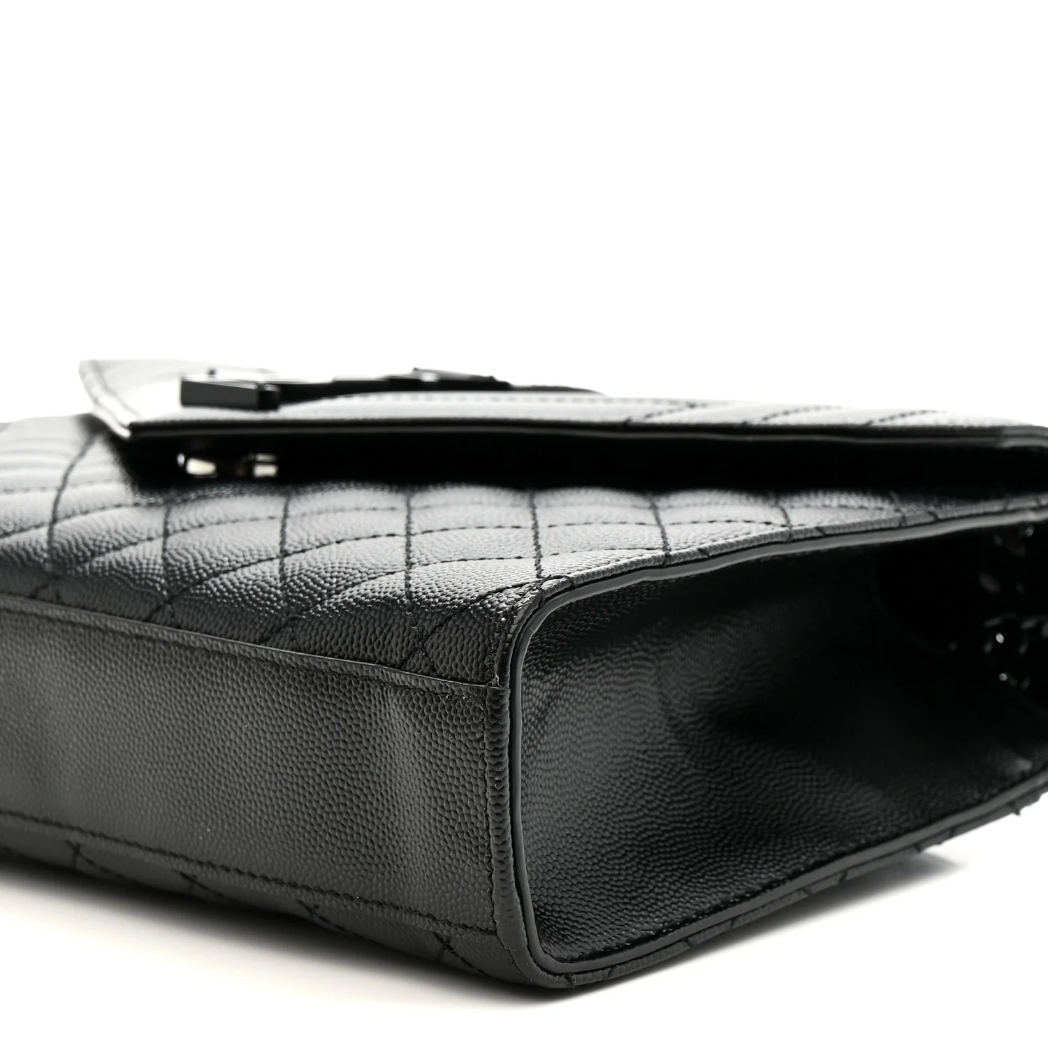 Grain De Poudre Textured Mixed Matelasse Triquilt Medium Monogram Monochrome Satchel Black - Image 18