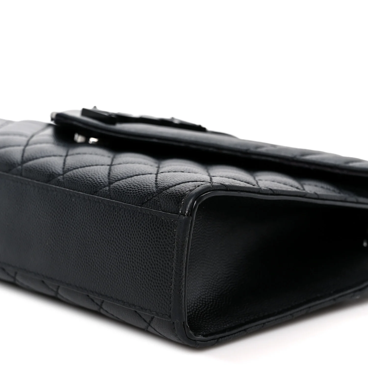 Grain De Poudre Textured Mixed Matelasse Triquilt Medium Monogram Monochrome Satchel Black - Image 11