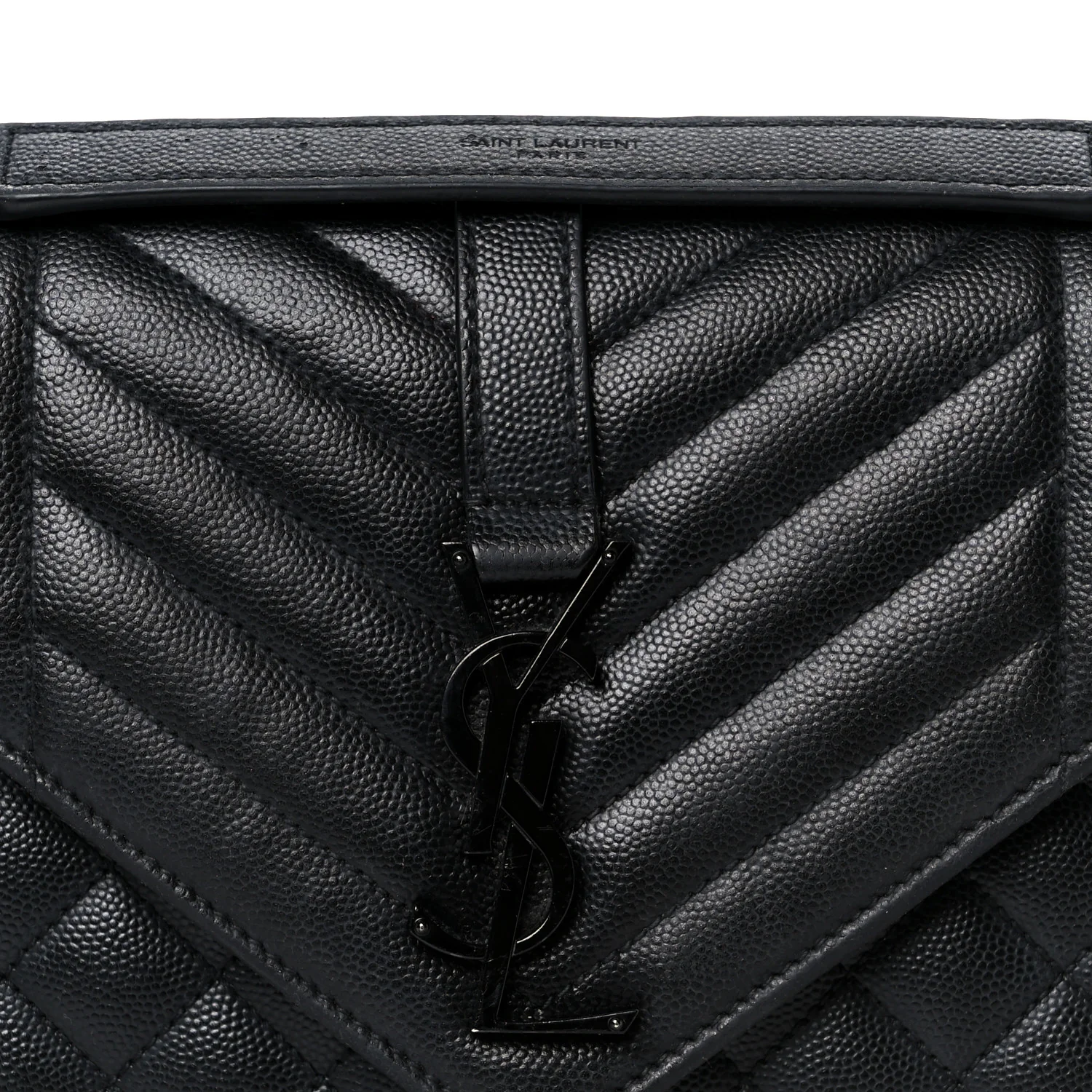 Grain De Poudre Textured Mixed Matelasse Triquilt Medium Monogram Monochrome Satchel Black - Image 9