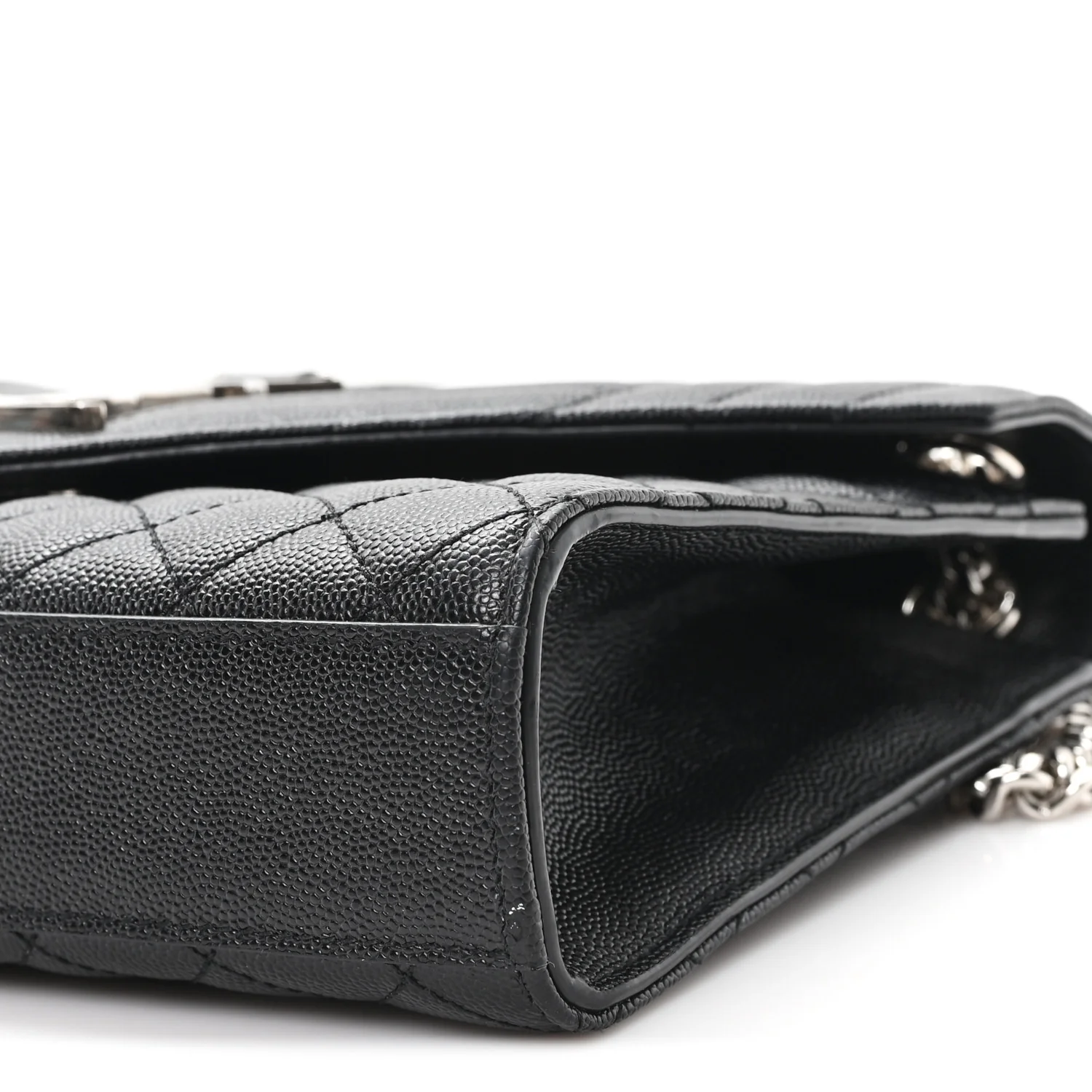 Grain De Poudre Textured Mixed Matelasse Triquilt Medium Monogram Satchel Black - Image 10