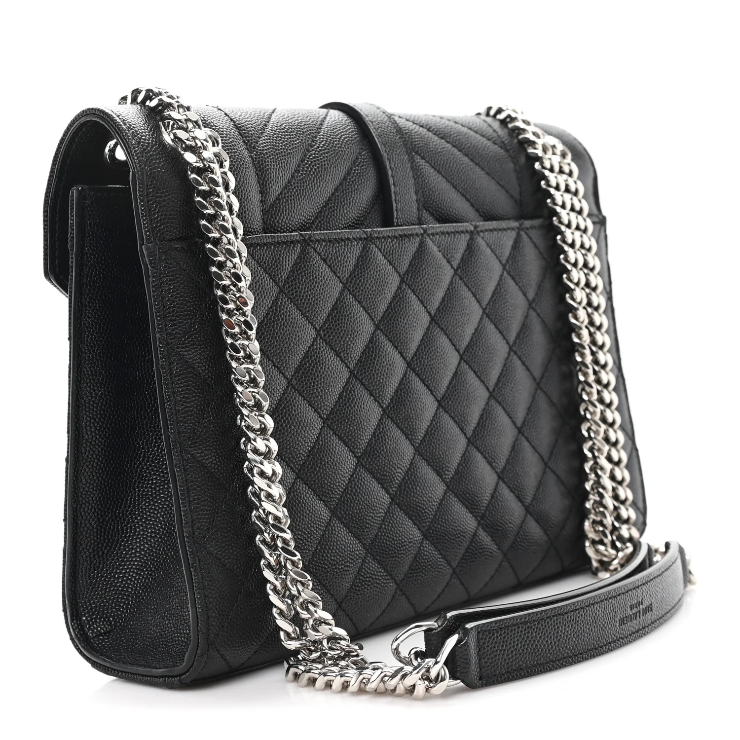 Grain De Poudre Textured Mixed Matelasse Triquilt Medium Monogram Satchel Black - Image 3