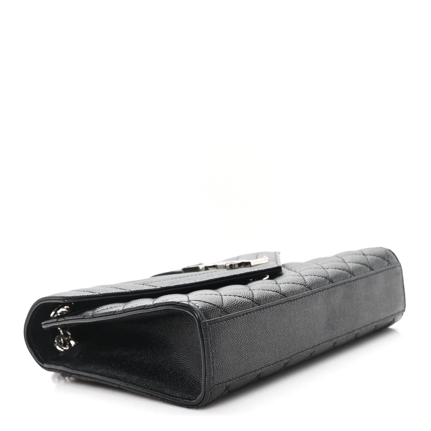 Grain De Poudre Textured Mixed Matelasse Triquilt Medium Monogram Satchel Black - Image 4