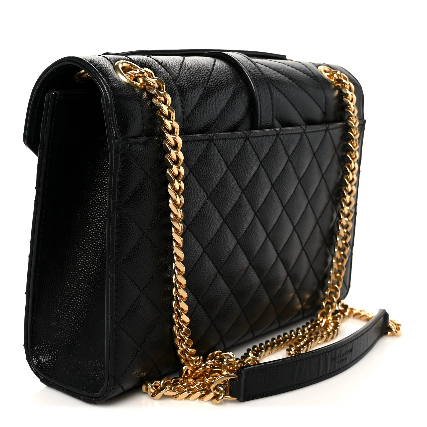 Grain De Poudre Textured Mixed Matelasse Triquilt Medium Monogram Satchel Black - Image 3