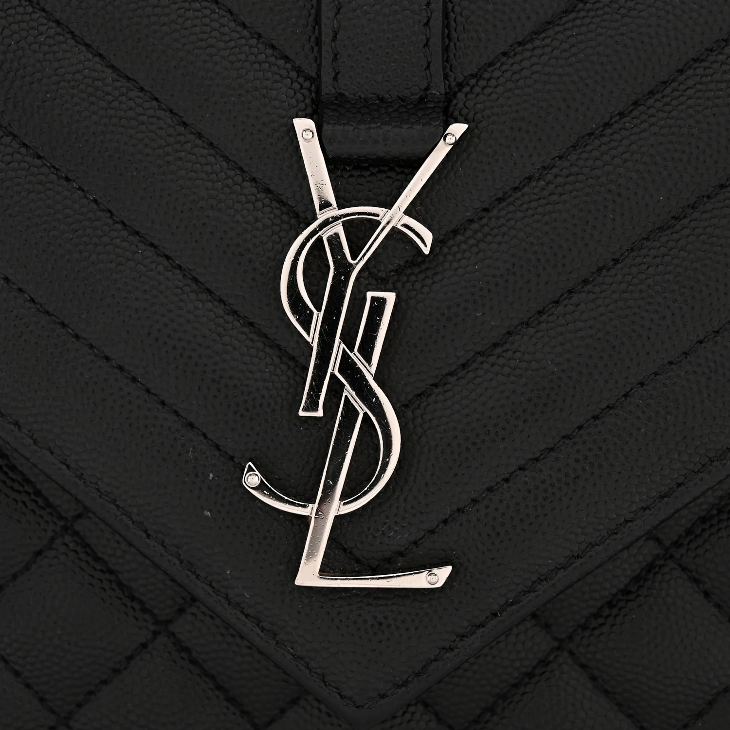 Grain De Poudre Textured Mixed Matelasse Triquilt Medium Monogram Satchel Black - Image 11