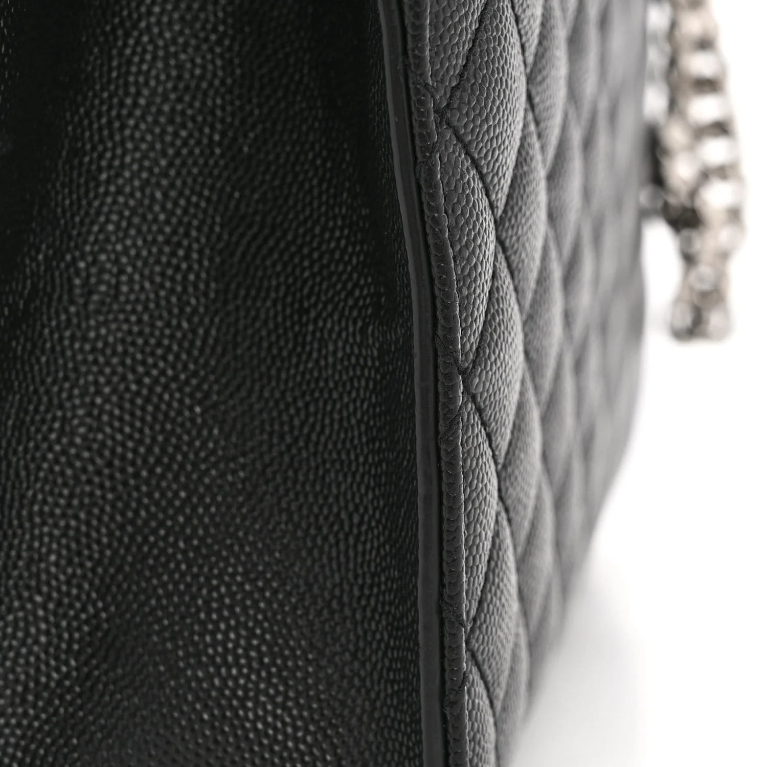 Grain De Poudre Textured Mixed Matelasse Triquilt Medium Monogram Satchel Black - Image 12