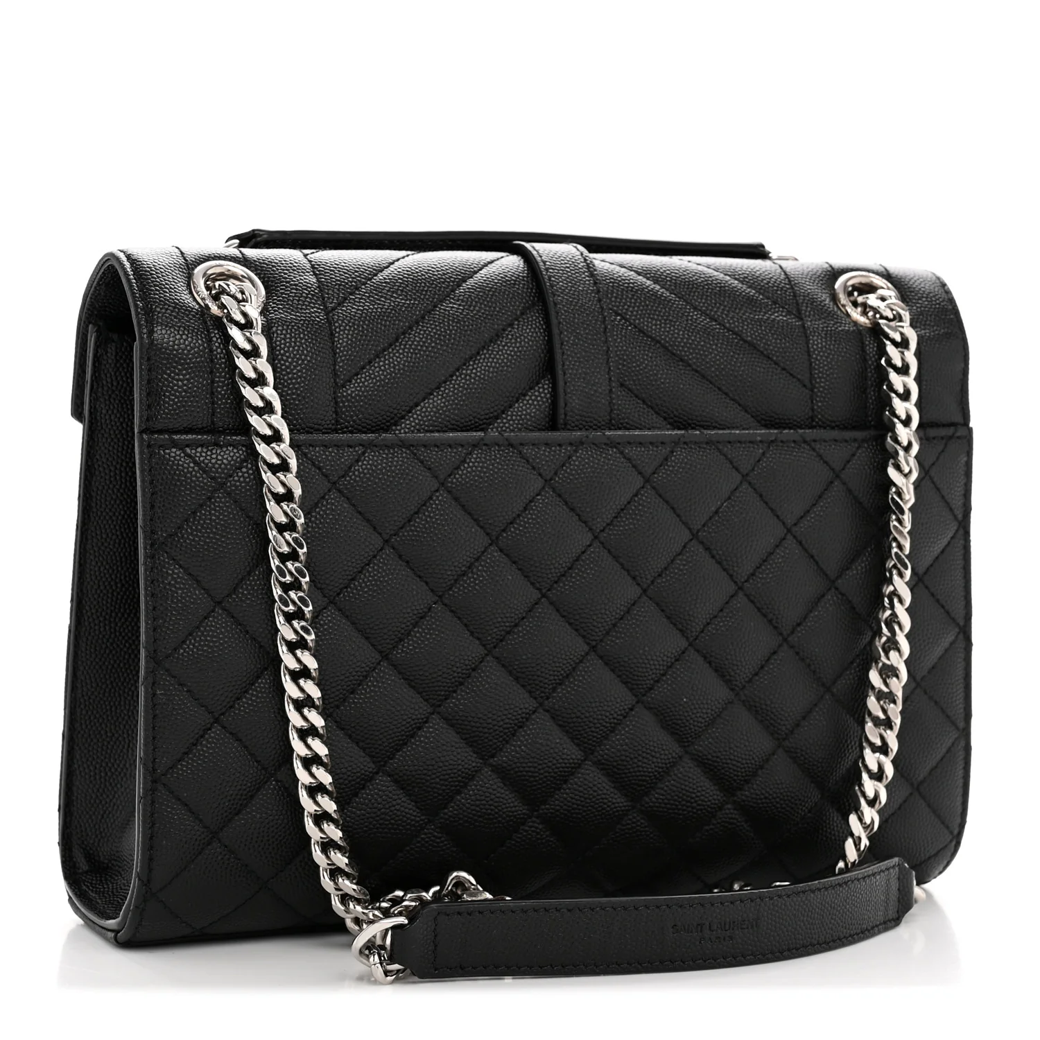 Grain De Poudre Textured Mixed Matelasse Triquilt Medium Monogram Satchel Black - Image 3