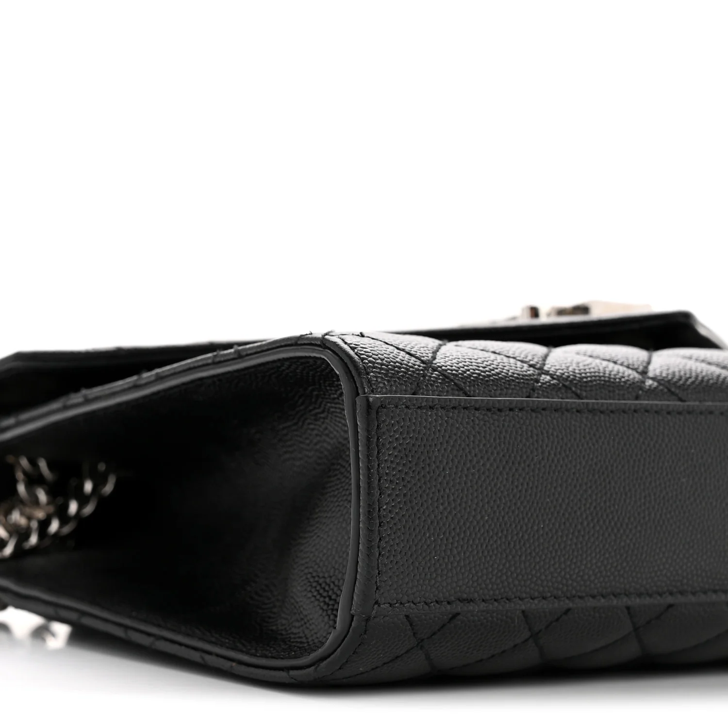 Grain De Poudre Textured Mixed Matelasse Triquilt Medium Monogram Satchel Black - Image 9