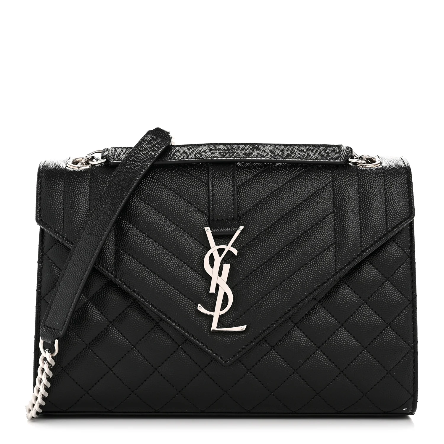 Grain De Poudre Textured Mixed Matelasse Triquilt Medium Monogram Satchel Black
