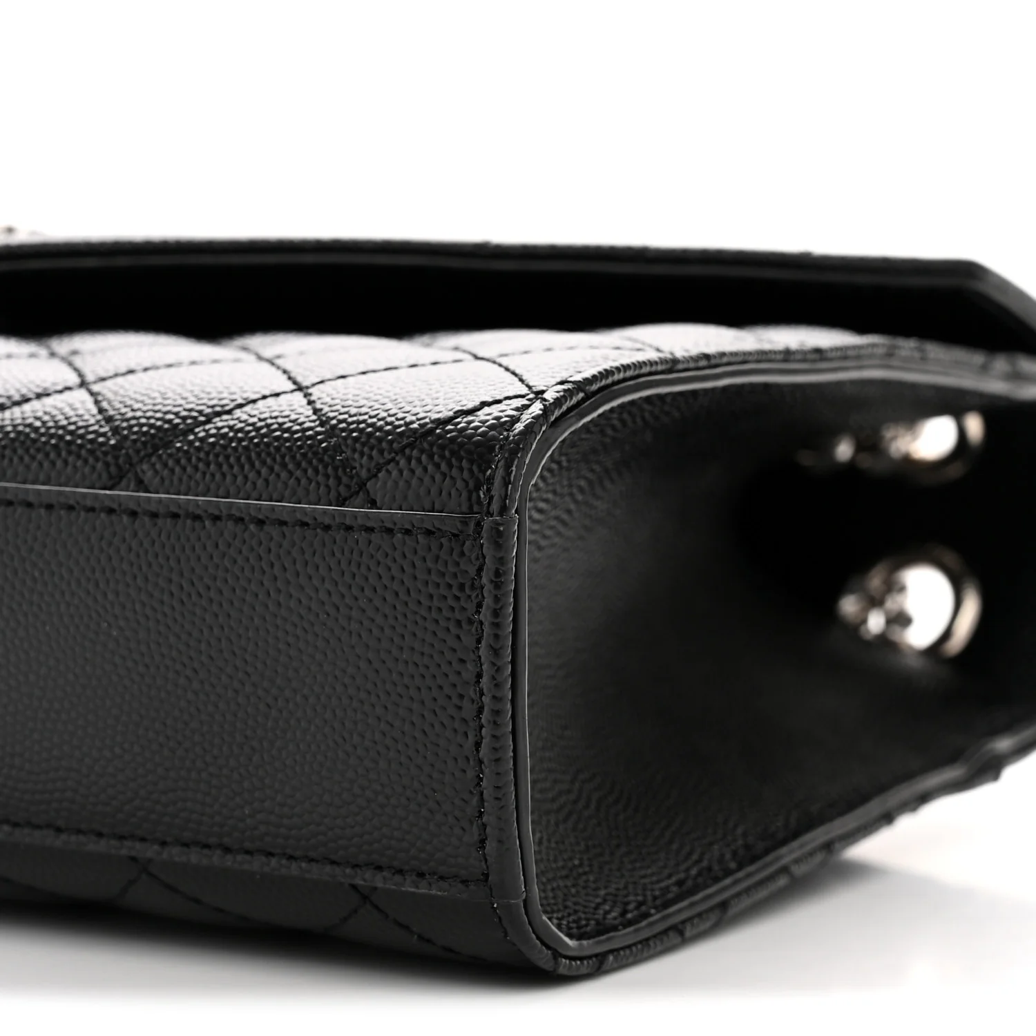Grain De Poudre Textured Mixed Matelasse Triquilt Medium Monogram Satchel Black - Image 10
