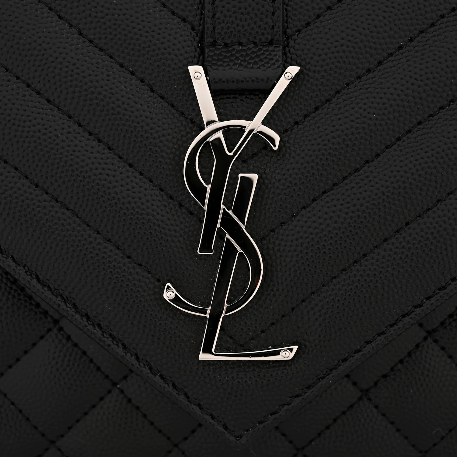 Grain De Poudre Textured Mixed Matelasse Triquilt Medium Monogram Satchel Black - Image 12
