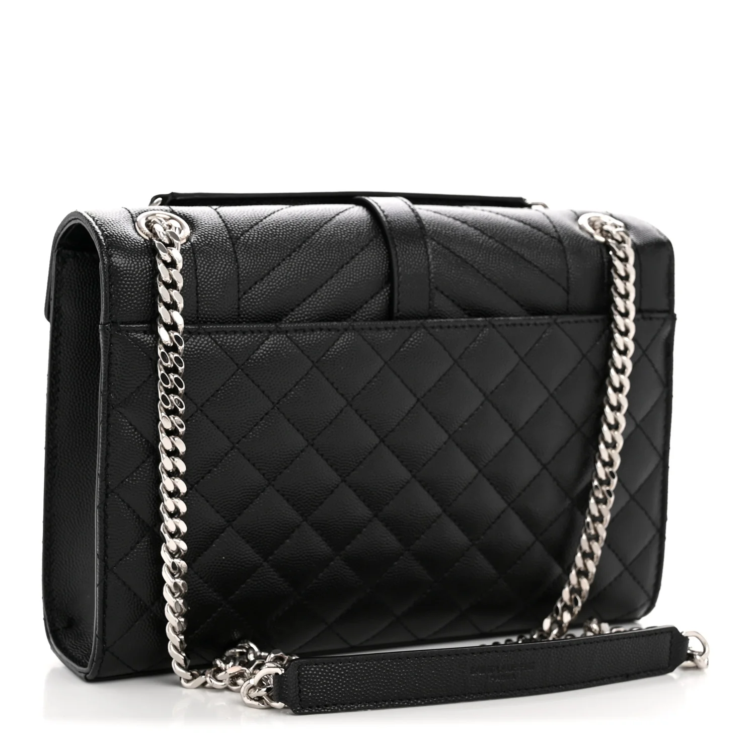 Grain De Poudre Textured Mixed Matelasse Triquilt Medium Monogram Satchel Black - Image 3