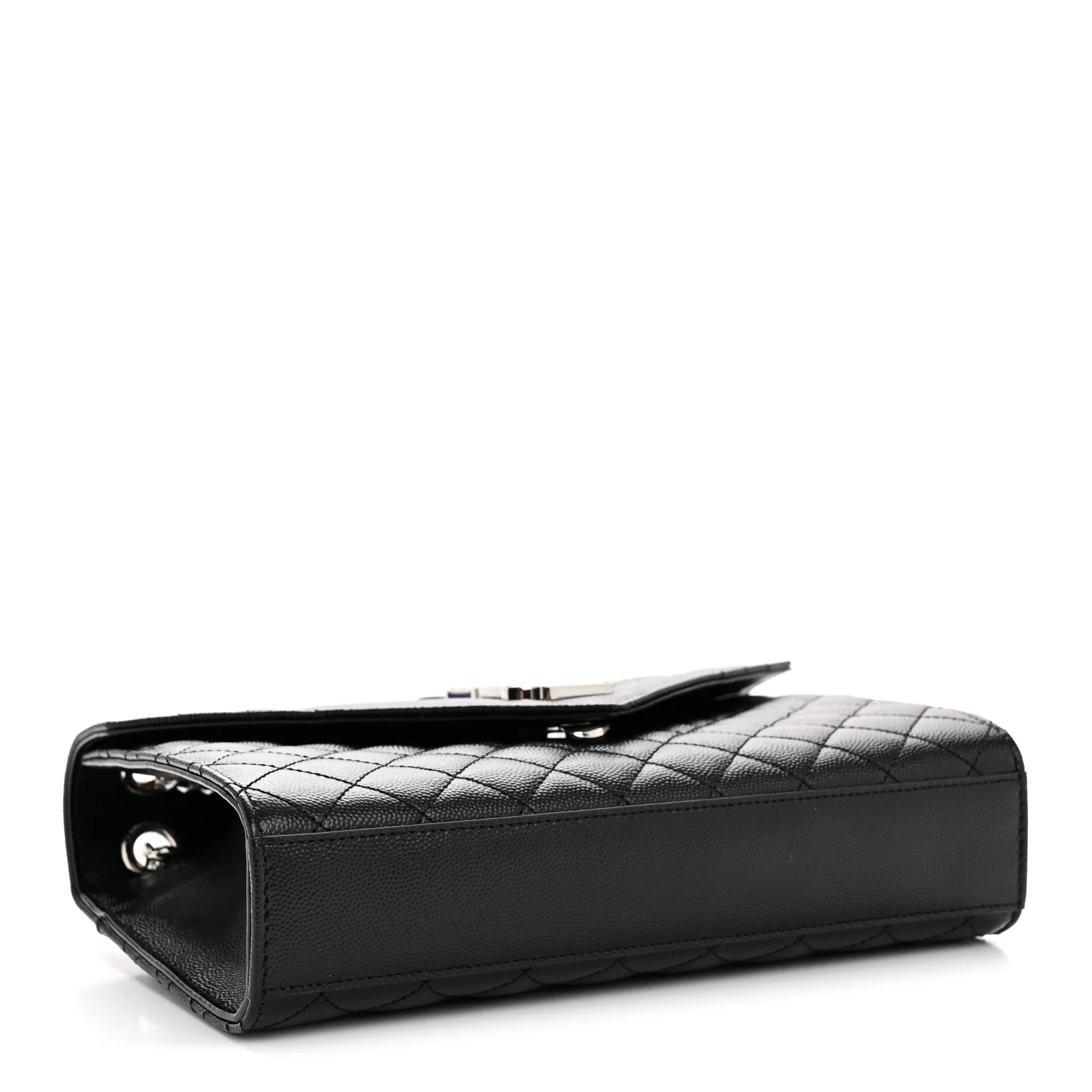 Grain De Poudre Textured Mixed Matelasse Triquilt Medium Monogram Satchel Black - Image 4
