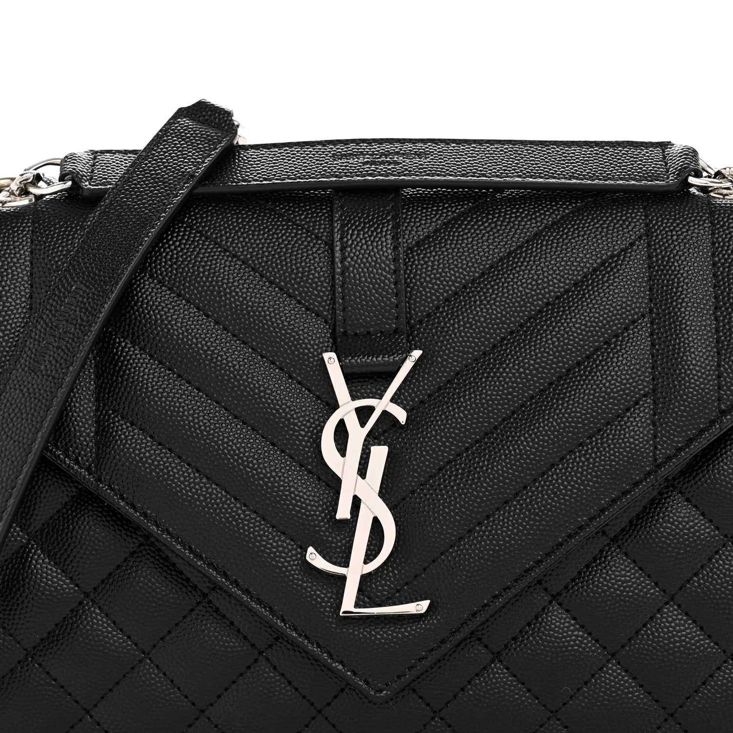 Grain De Poudre Textured Mixed Matelasse Triquilt Medium Monogram Satchel Black - Image 8