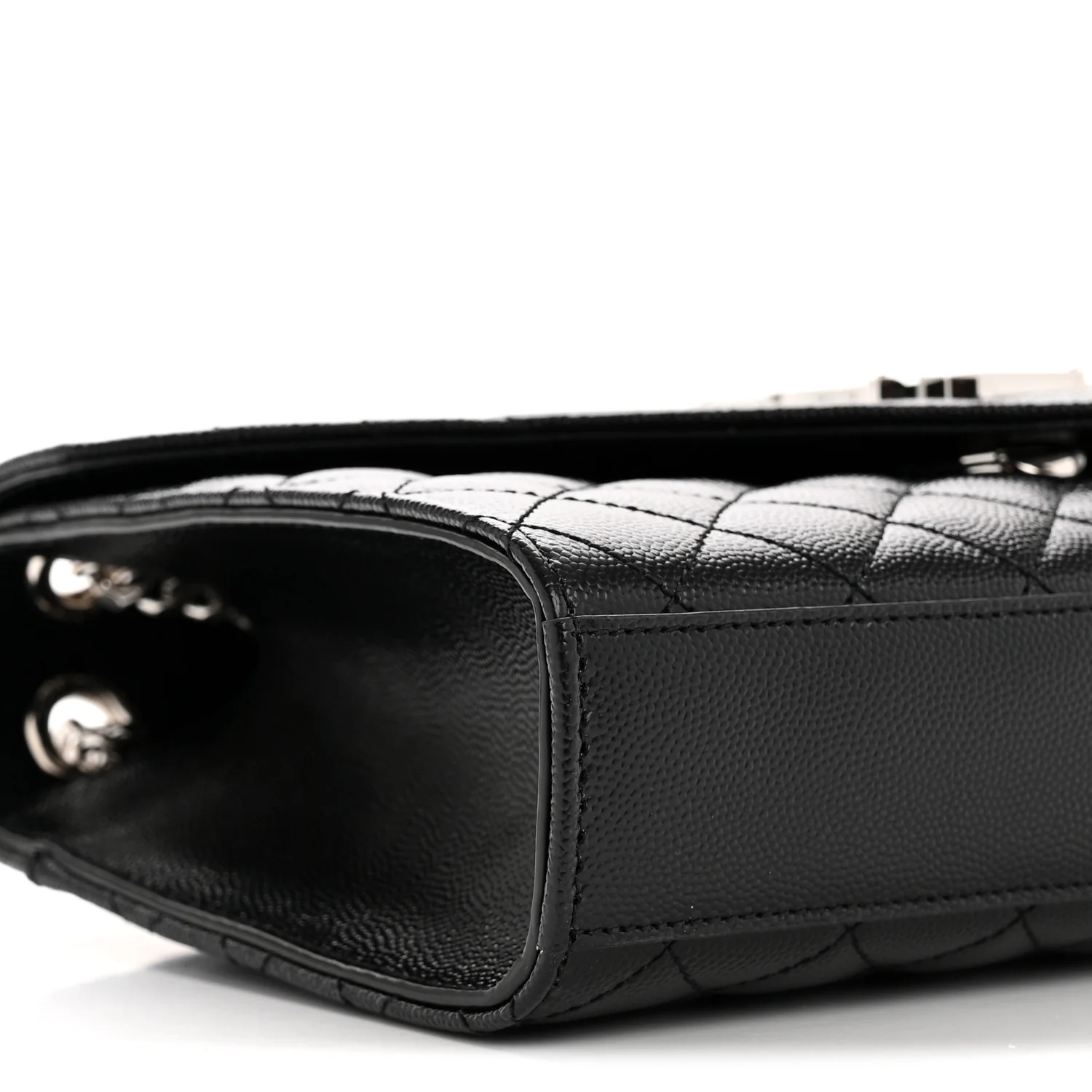 Grain De Poudre Textured Mixed Matelasse Triquilt Medium Monogram Satchel Black - Image 9