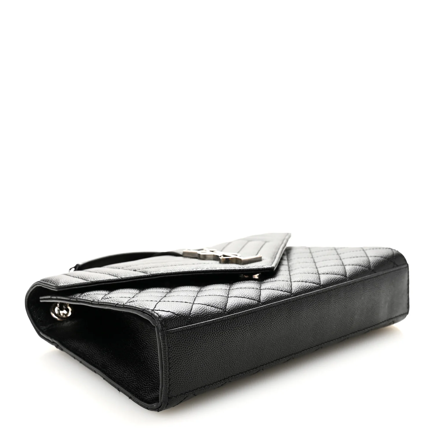 Grain De Poudre Textured Mixed Matelasse Triquilt Medium Monogram Satchel Black - Image 4
