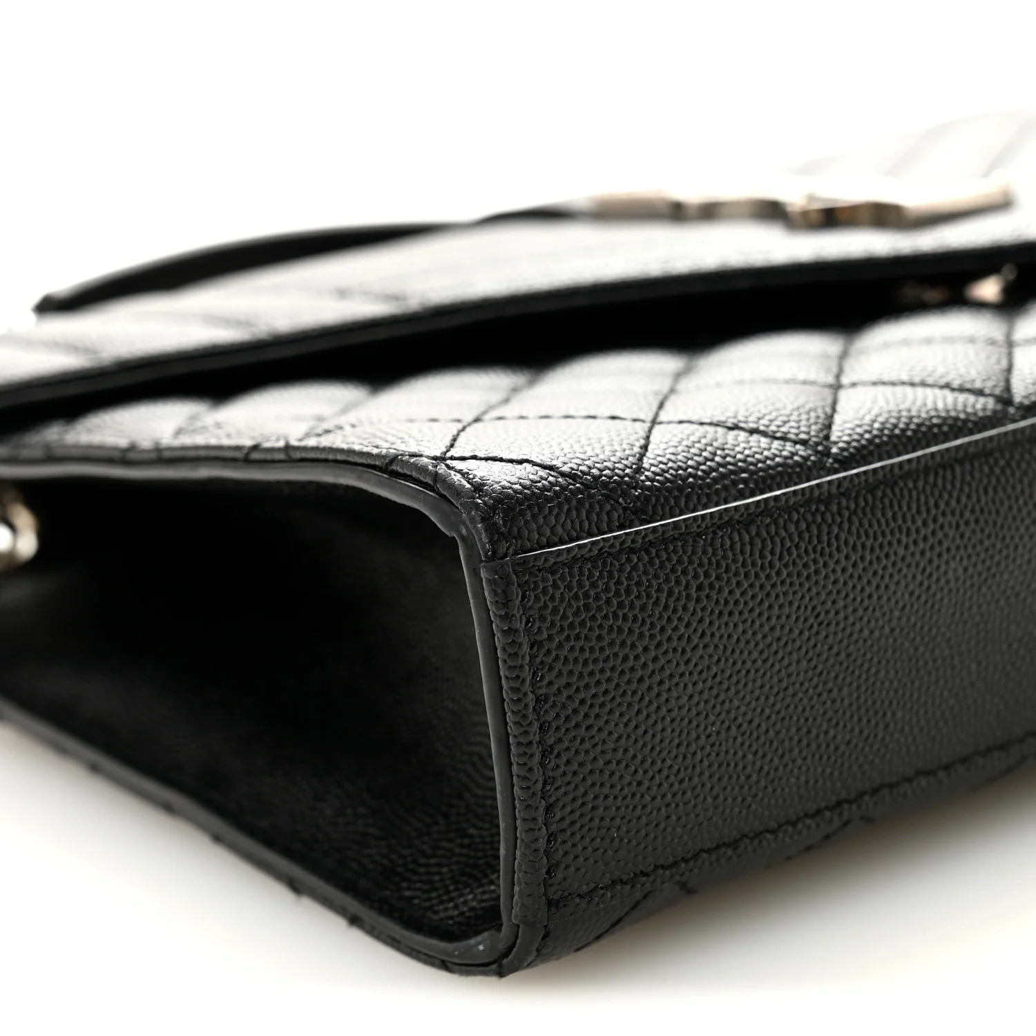 Grain De Poudre Textured Mixed Matelasse Triquilt Medium Monogram Satchel Black - Image 8