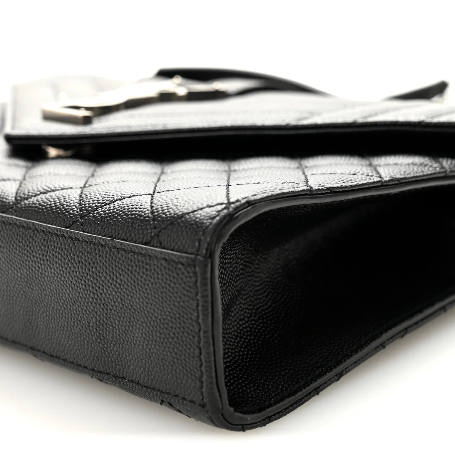 Grain De Poudre Textured Mixed Matelasse Triquilt Medium Monogram Satchel Black - Image 9