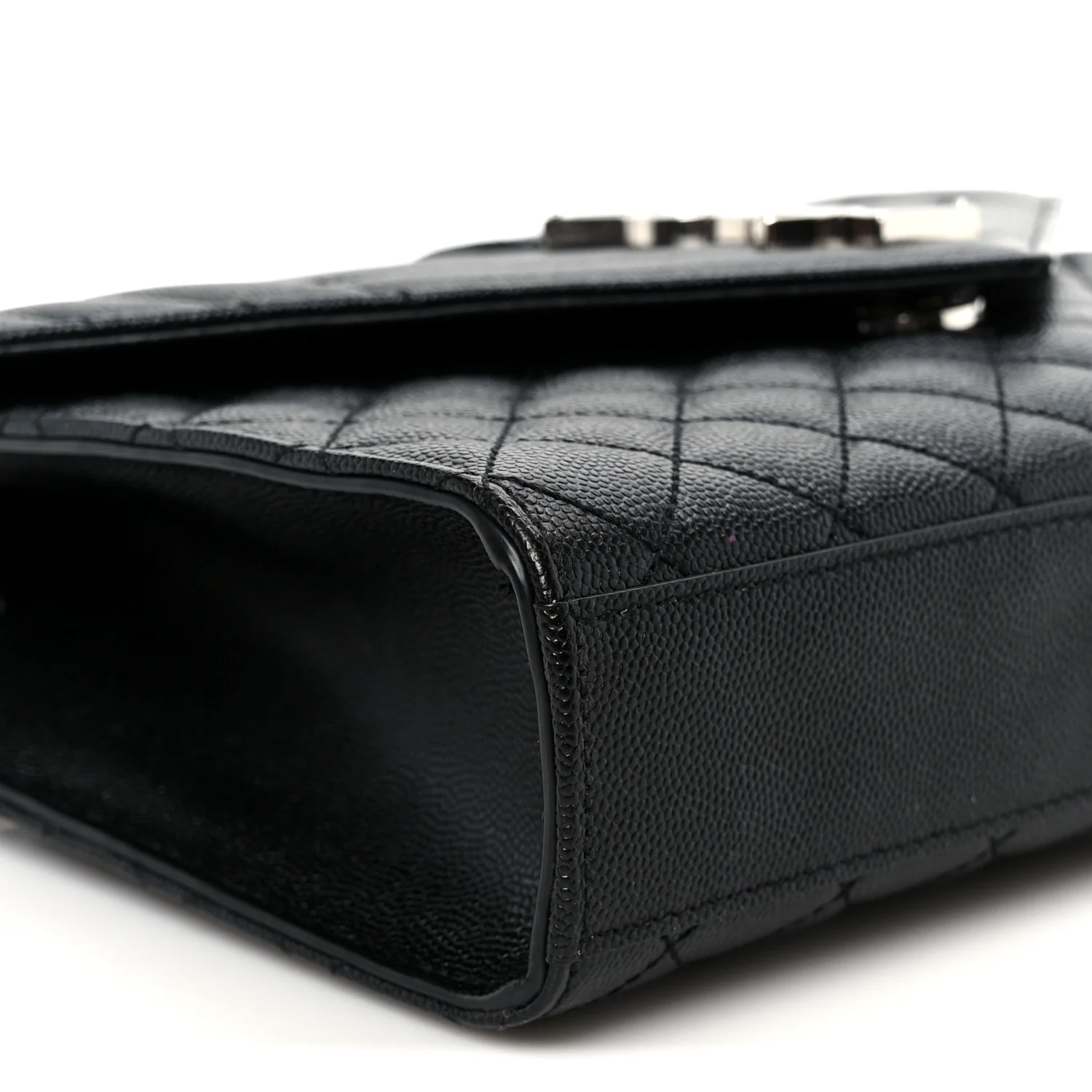 Grain De Poudre Textured Mixed Matelasse Triquilt Medium Monogram Satchel Black - Image 10