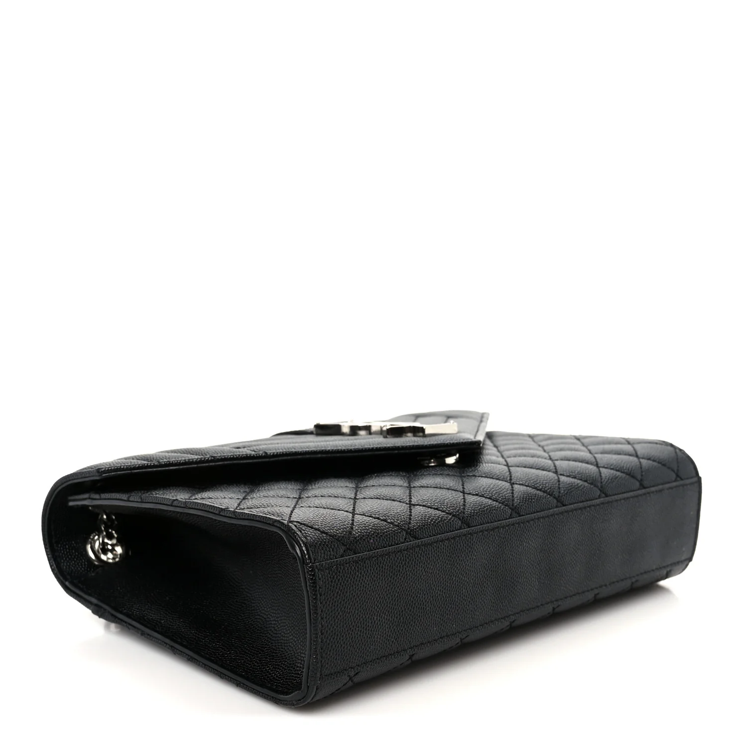 Grain De Poudre Textured Mixed Matelasse Triquilt Medium Monogram Satchel Black - Image 4