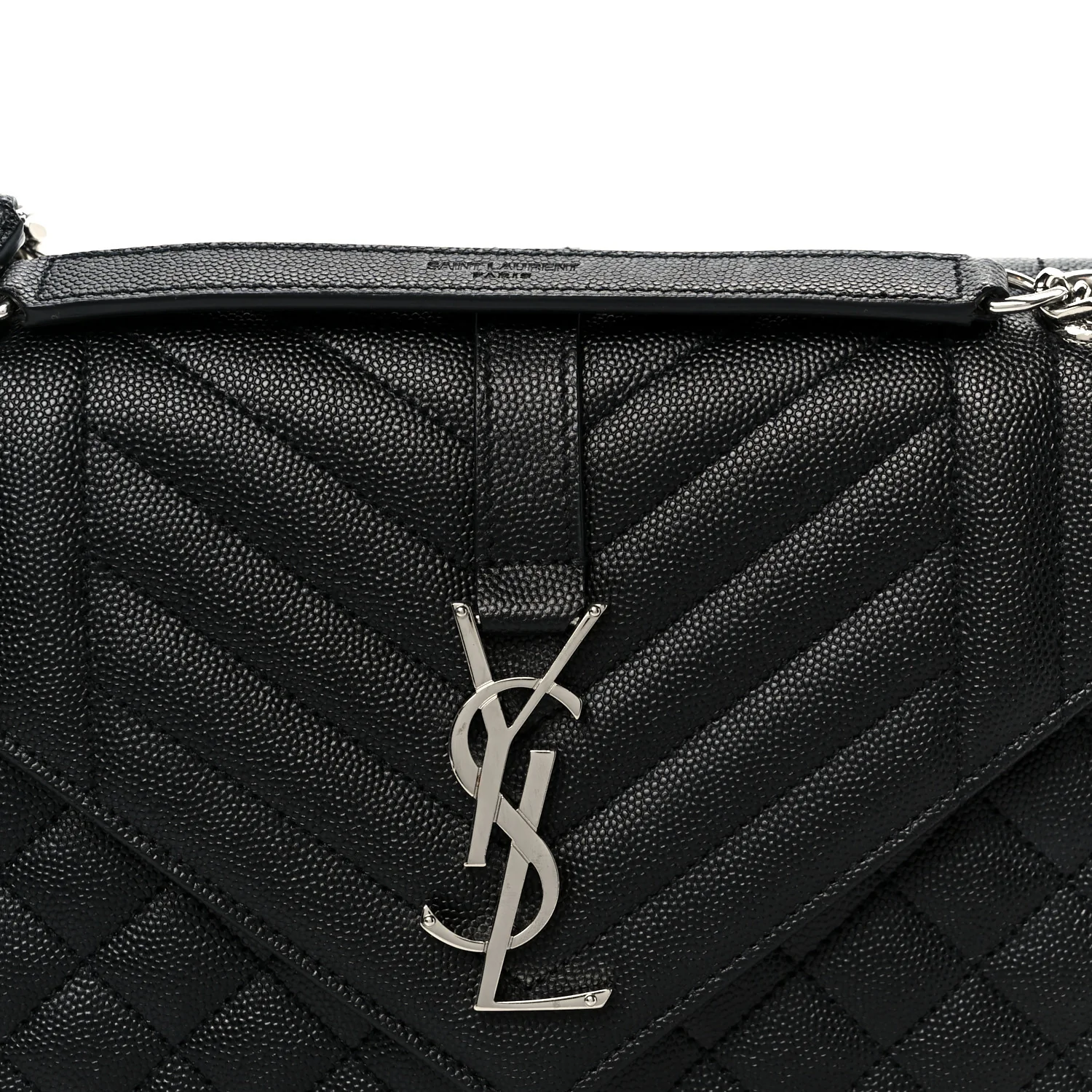 Grain De Poudre Textured Mixed Matelasse Triquilt Medium Monogram Satchel Black - Image 9