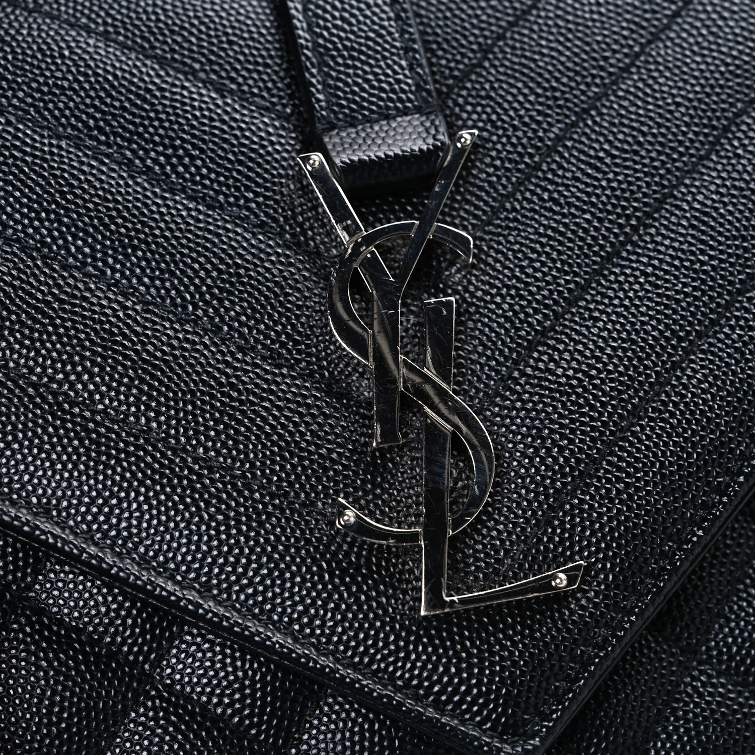 Grain De Poudre Textured Mixed Matelasse Triquilt Medium Monogram Satchel Black - Image 10