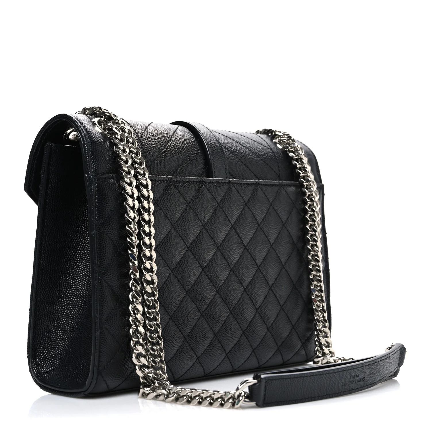 Grain De Poudre Textured Mixed Matelasse Triquilt Medium Monogram Satchel Black - Image 3