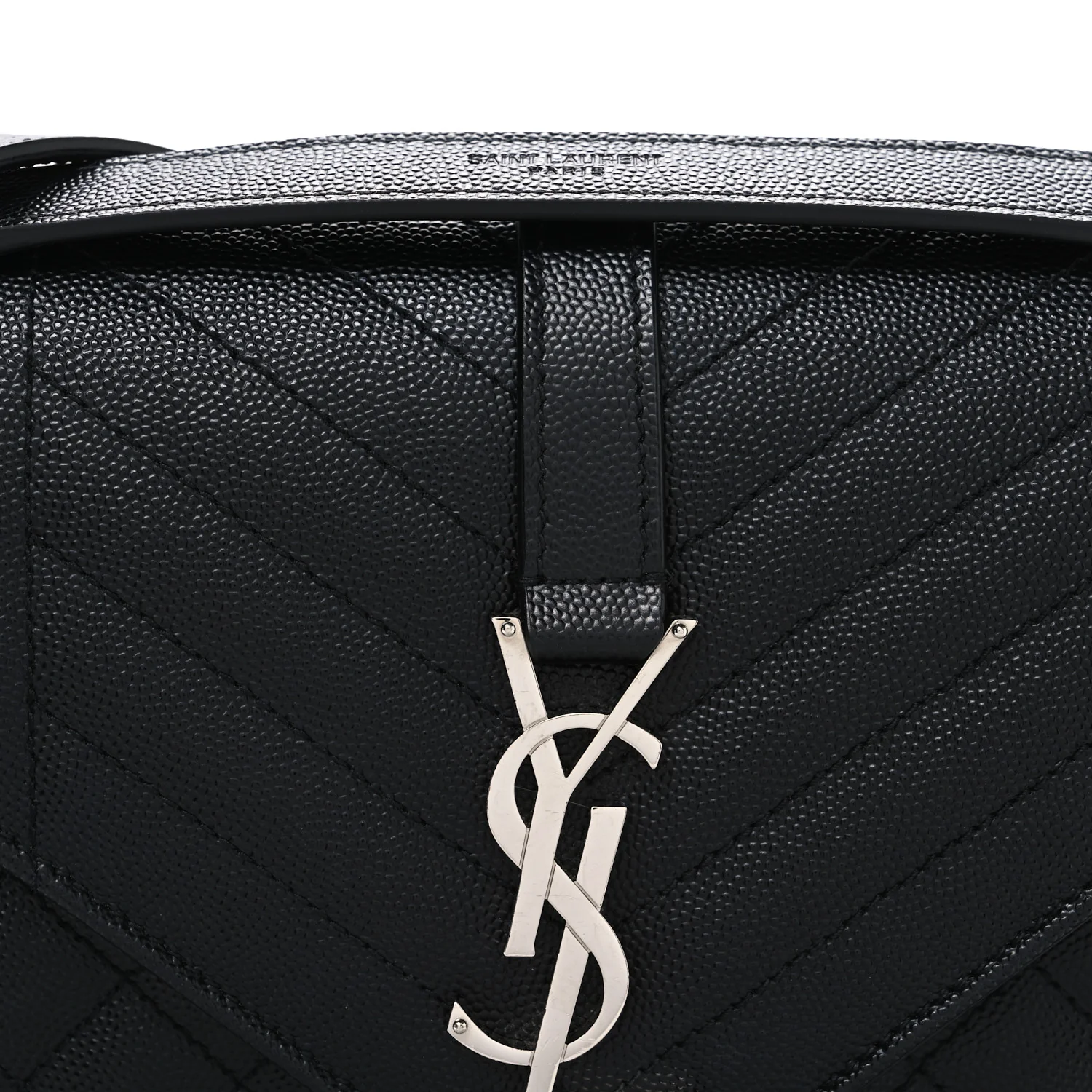 Grain De Poudre Textured Mixed Matelasse Triquilt Medium Monogram Satchel Black - Image 7