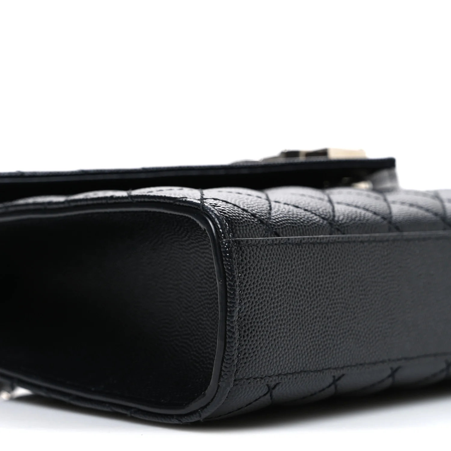 Grain De Poudre Textured Mixed Matelasse Triquilt Medium Monogram Satchel Black - Image 8