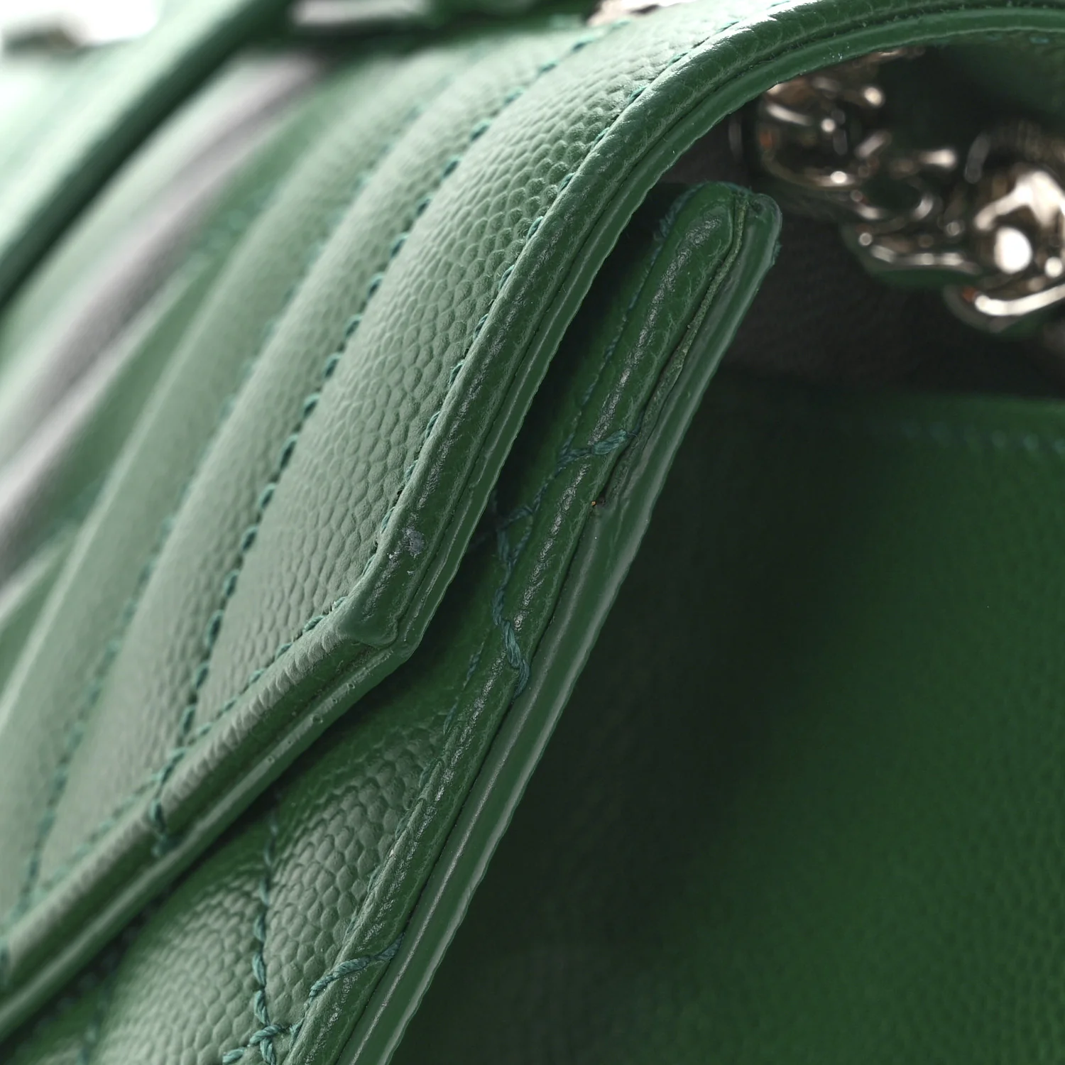 Grain De Poudre Textured Mixed Matelasse Triquilt Medium Monogram Satchel Green - Image 10