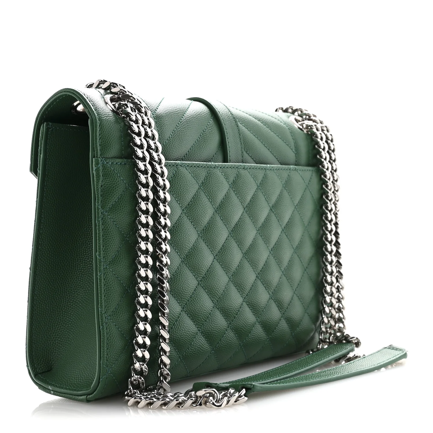Grain De Poudre Textured Mixed Matelasse Triquilt Medium Monogram Satchel Green - Image 2