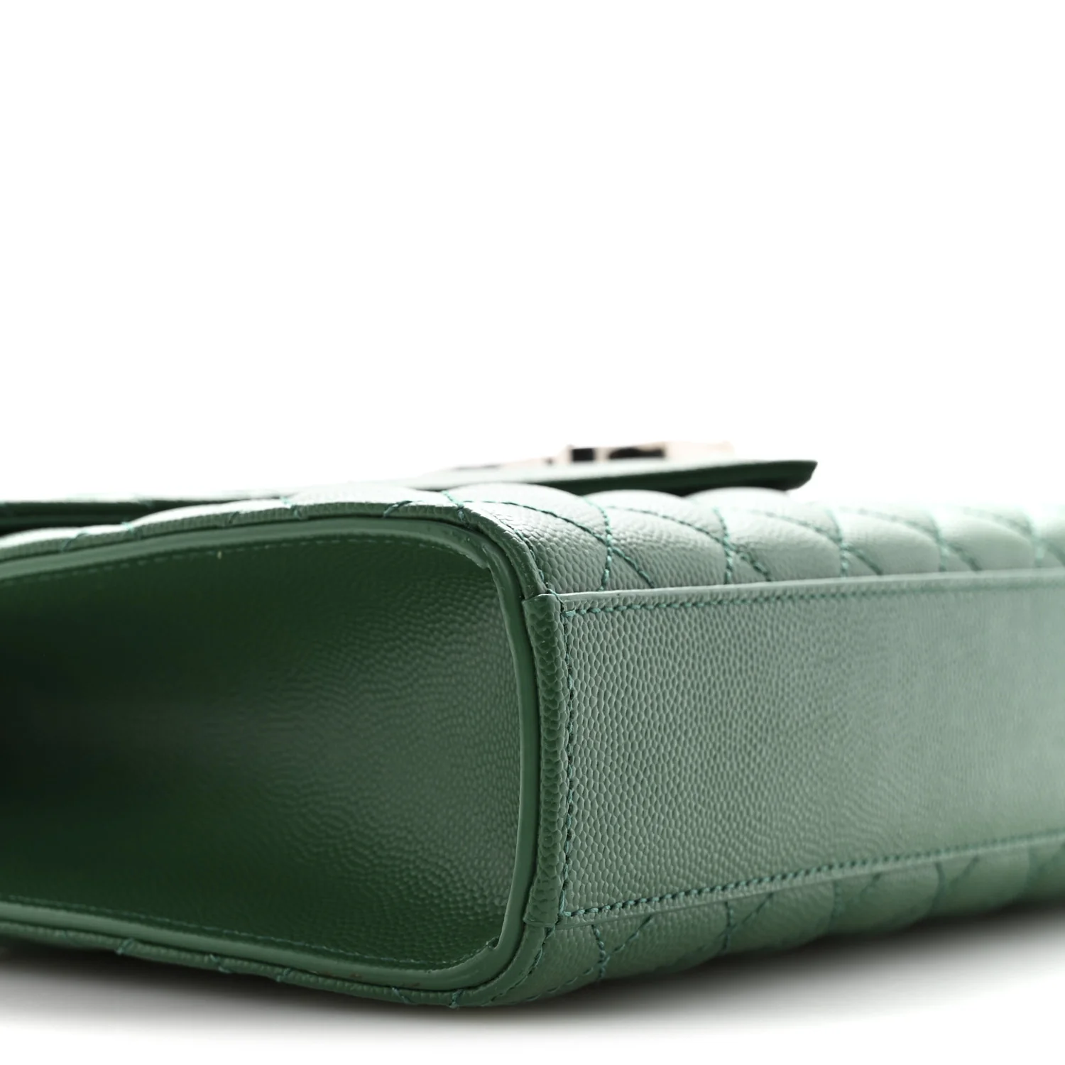 Grain De Poudre Textured Mixed Matelasse Triquilt Medium Monogram Satchel Green - Image 8