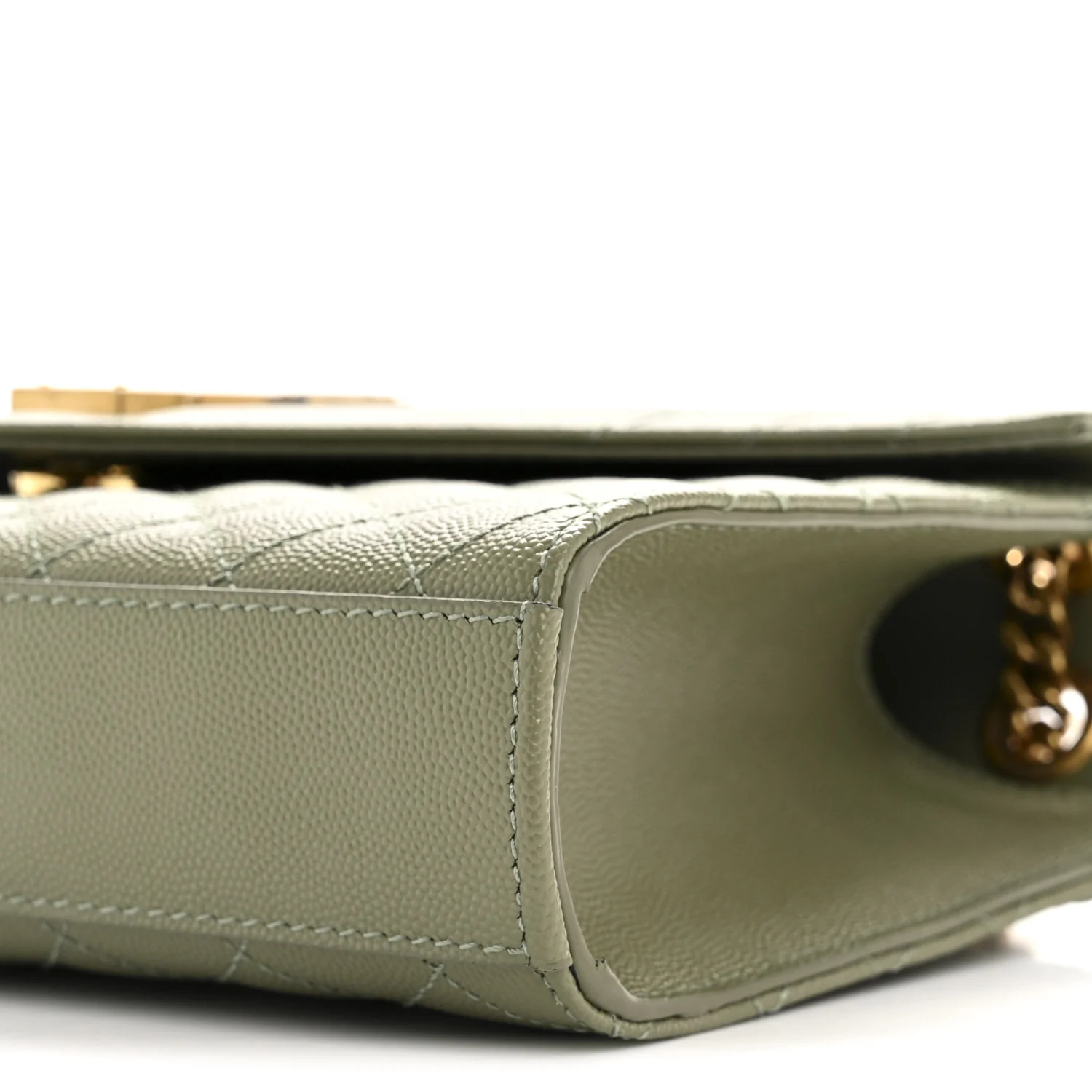 Grain De Poudre Textured Mixed Matelasse Triquilt Medium Monogram Satchel Light Sage - Image 10