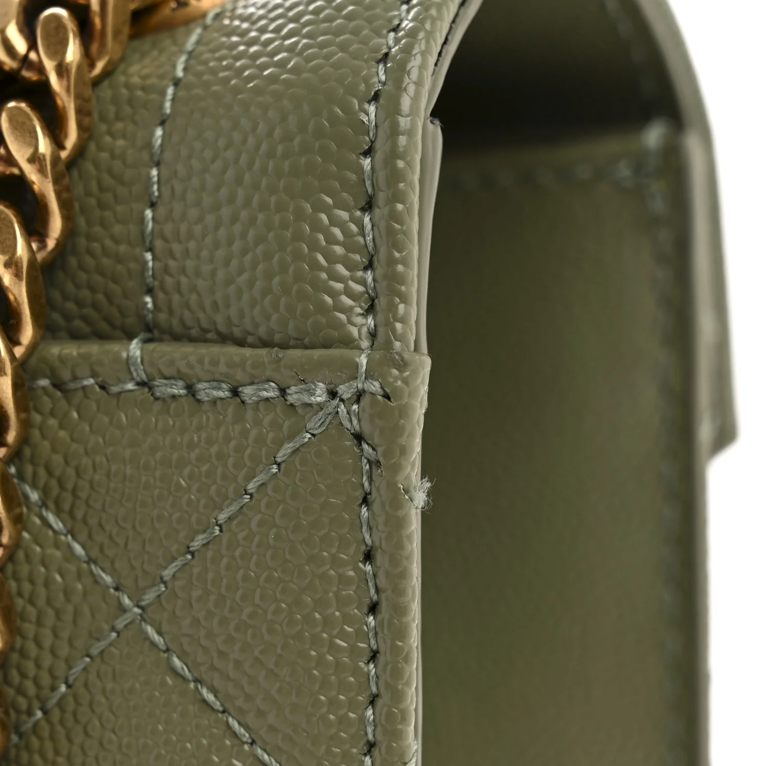Grain De Poudre Textured Mixed Matelasse Triquilt Medium Monogram Satchel Light Sage - Image 12