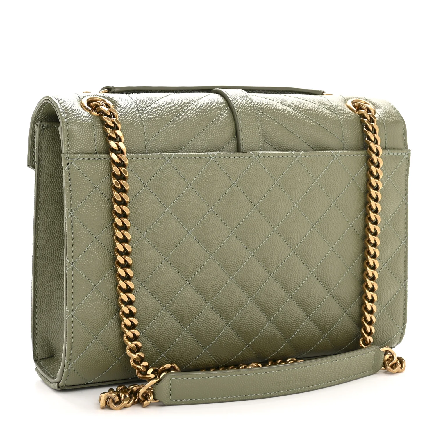 Grain De Poudre Textured Mixed Matelasse Triquilt Medium Monogram Satchel Light Sage - Image 3