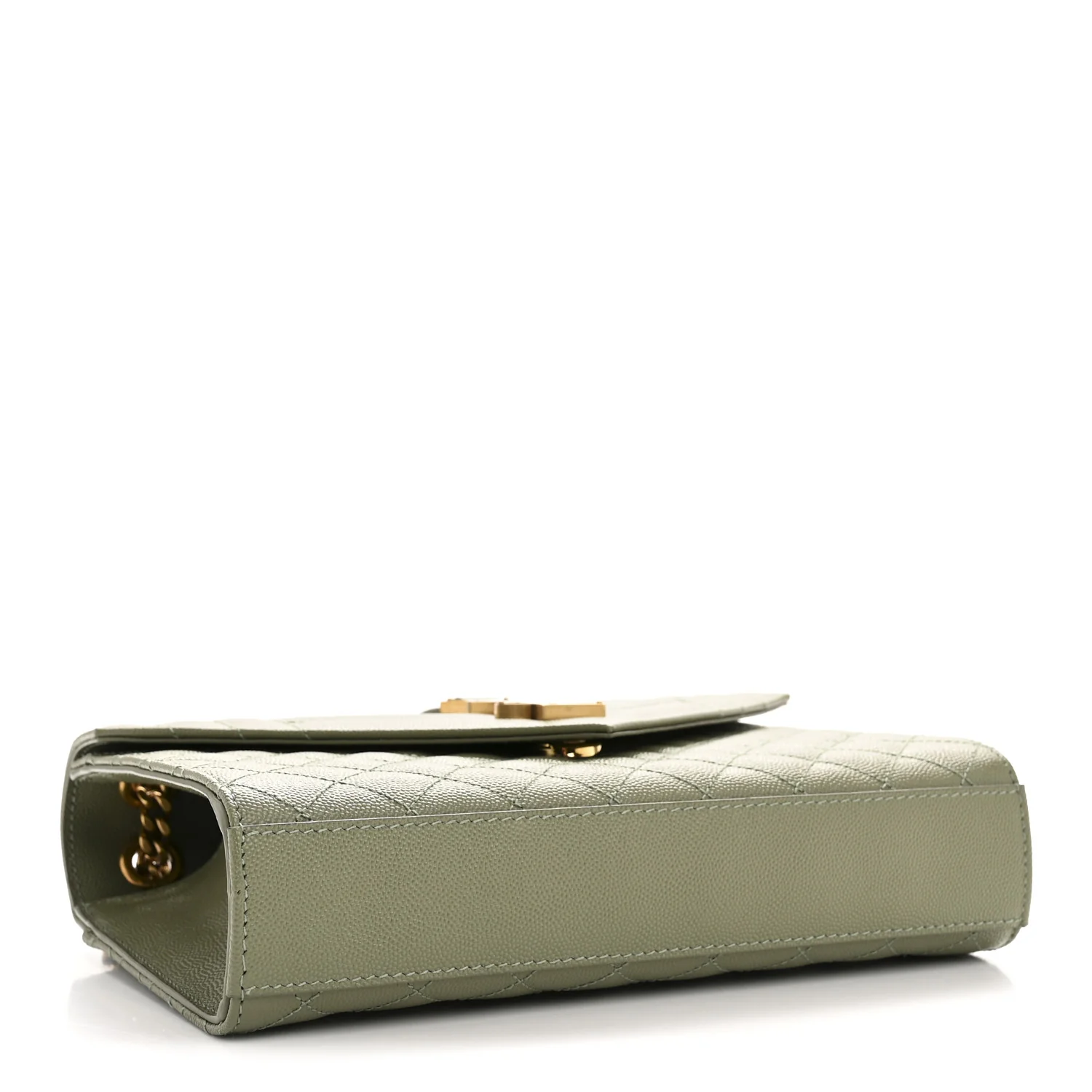 Grain De Poudre Textured Mixed Matelasse Triquilt Medium Monogram Satchel Light Sage - Image 4